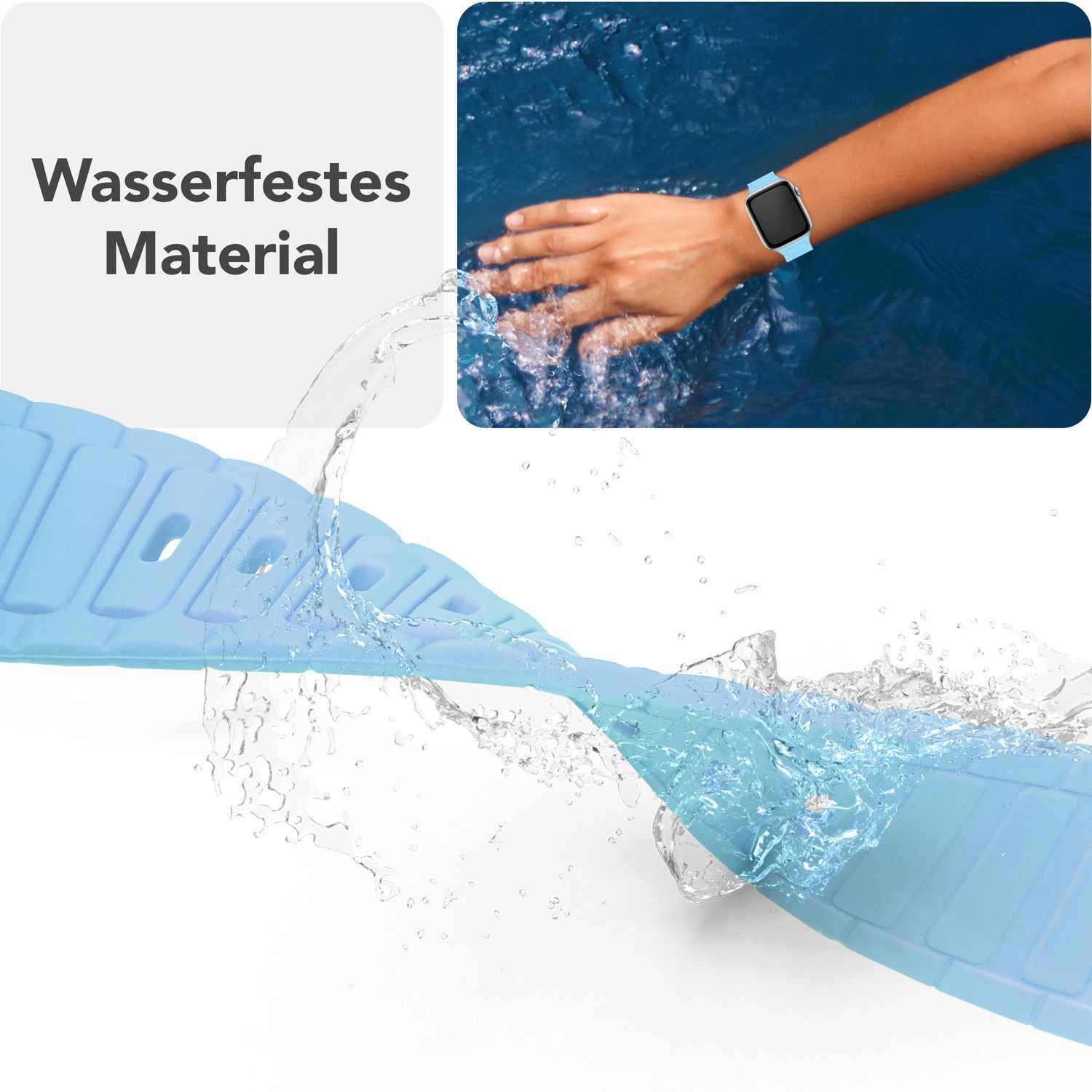 NALIA Pulse Armband für Apple Watch Series SE/10/9/8/7/6/5/4/3/2/1, Gehäusegröße 38/40/41/42mm, 3D Textur Silikon Sportarmband mit Steck-Pin Verschluss