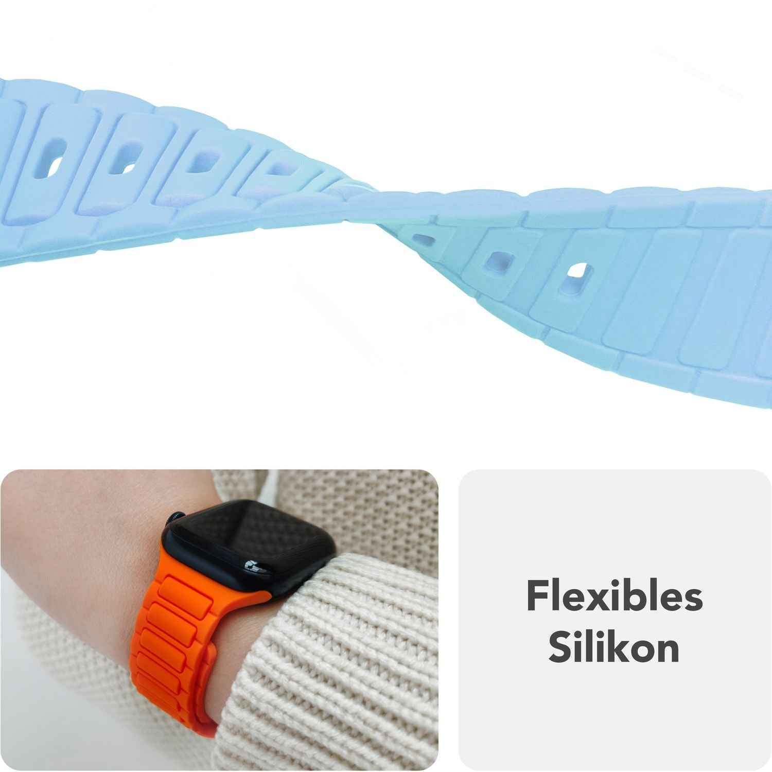 NALIA Pulse Armband für Apple Watch Series SE/10/9/8/7/6/5/4/3/2/1, Gehäusegröße 38/40/41/42mm, 3D Textur Silikon Sportarmband mit Steck-Pin Verschluss