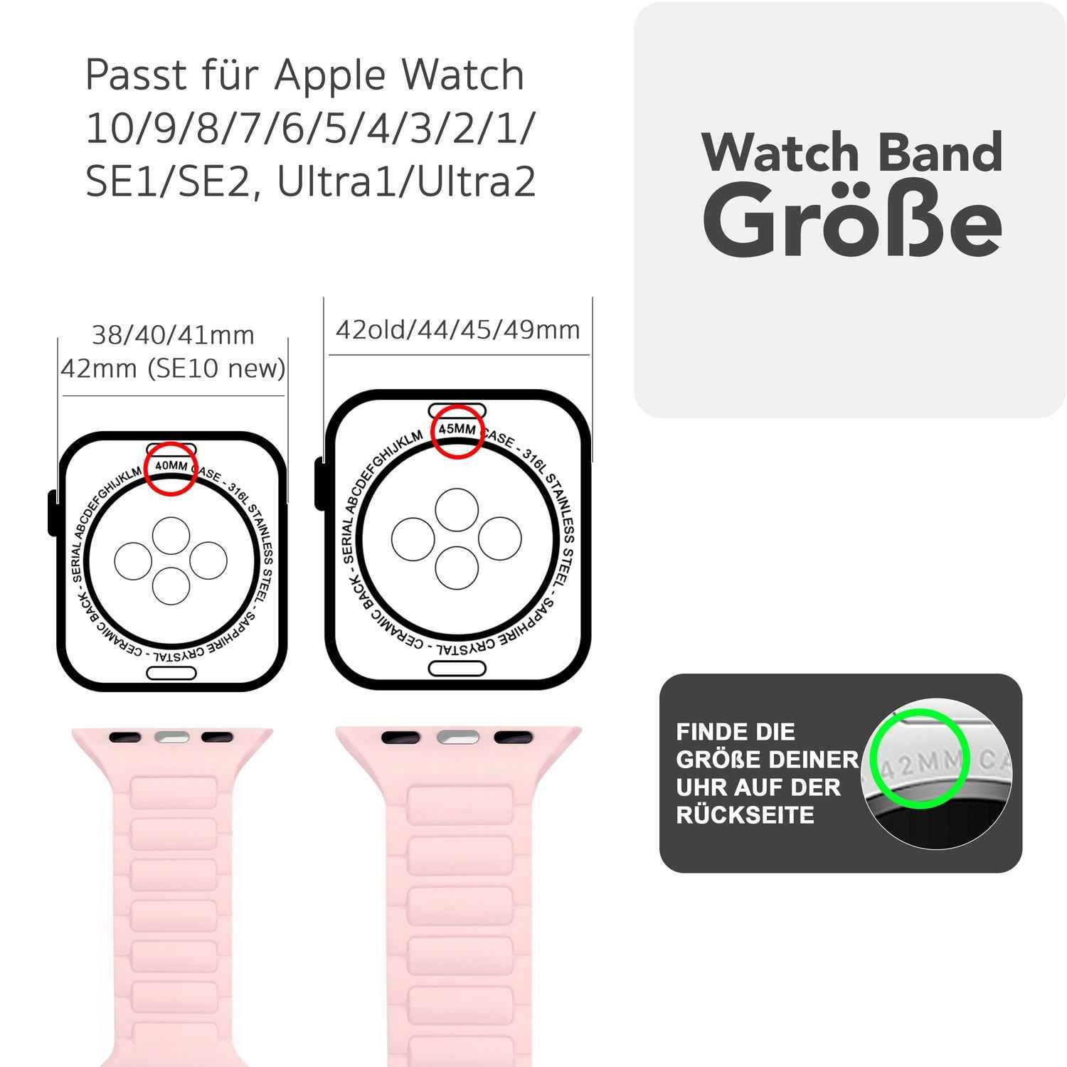 NALIA Pulse Armband für Apple Watch Series SE/10/9/8/7/6/5/4/3/2/1, Gehäusegröße 38/40/41/42mm, 3D Textur Silikon Sportarmband mit Steck-Pin Verschluss