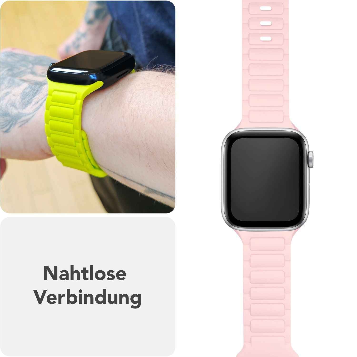 NALIA Pulse Armband für Apple Watch Series SE/10/9/8/7/6/5/4/3/2/1, Gehäusegröße 38/40/41/42mm, 3D Textur Silikon Sportarmband mit Steck-Pin Verschluss