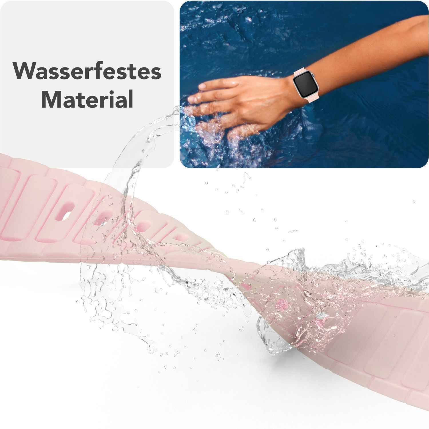 NALIA Pulse Armband für Apple Watch Series SE/10/9/8/7/6/5/4/3/2/1, Gehäusegröße 38/40/41/42mm, 3D Textur Silikon Sportarmband mit Steck-Pin Verschluss