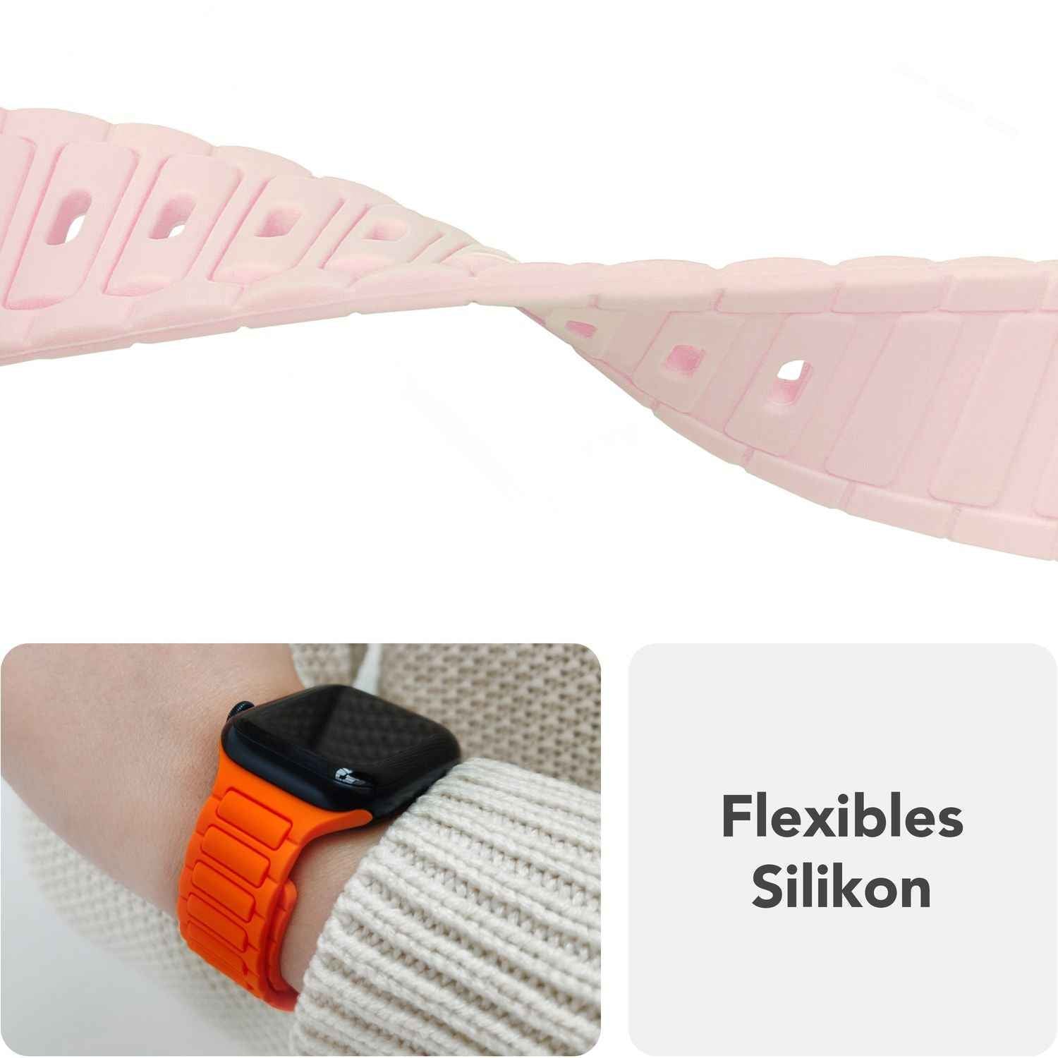 NALIA Pulse Armband für Apple Watch Series SE/10/9/8/7/6/5/4/3/2/1, Gehäusegröße 38/40/41/42mm, 3D Textur Silikon Sportarmband mit Steck-Pin Verschluss