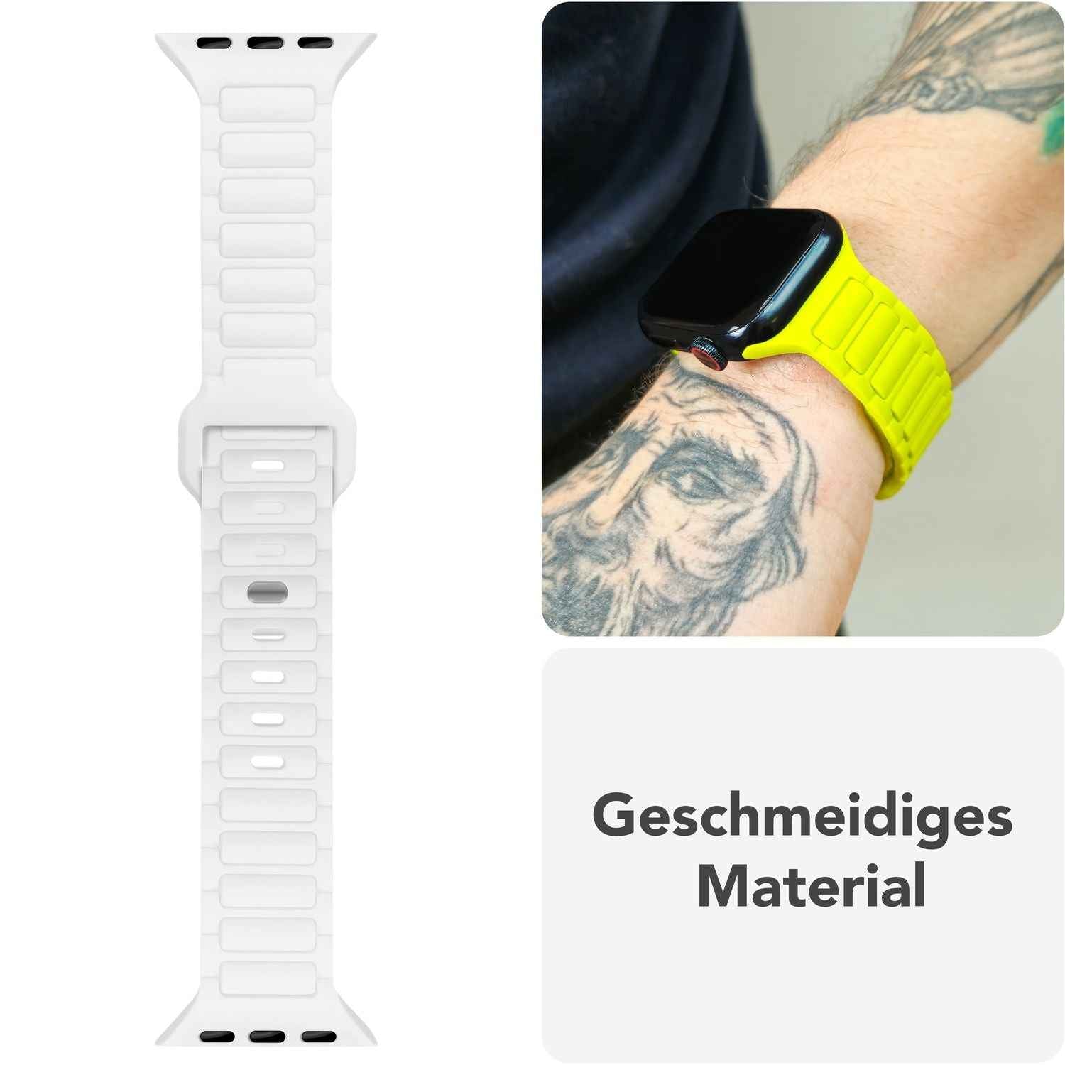 NALIA Pulse Armband für Apple Watch Series SE/10/9/8/7/6/5/4/3/2/1, Gehäusegröße 38/40/41/42mm, 3D Textur Silikon Sportarmband mit Steck-Pin Verschluss