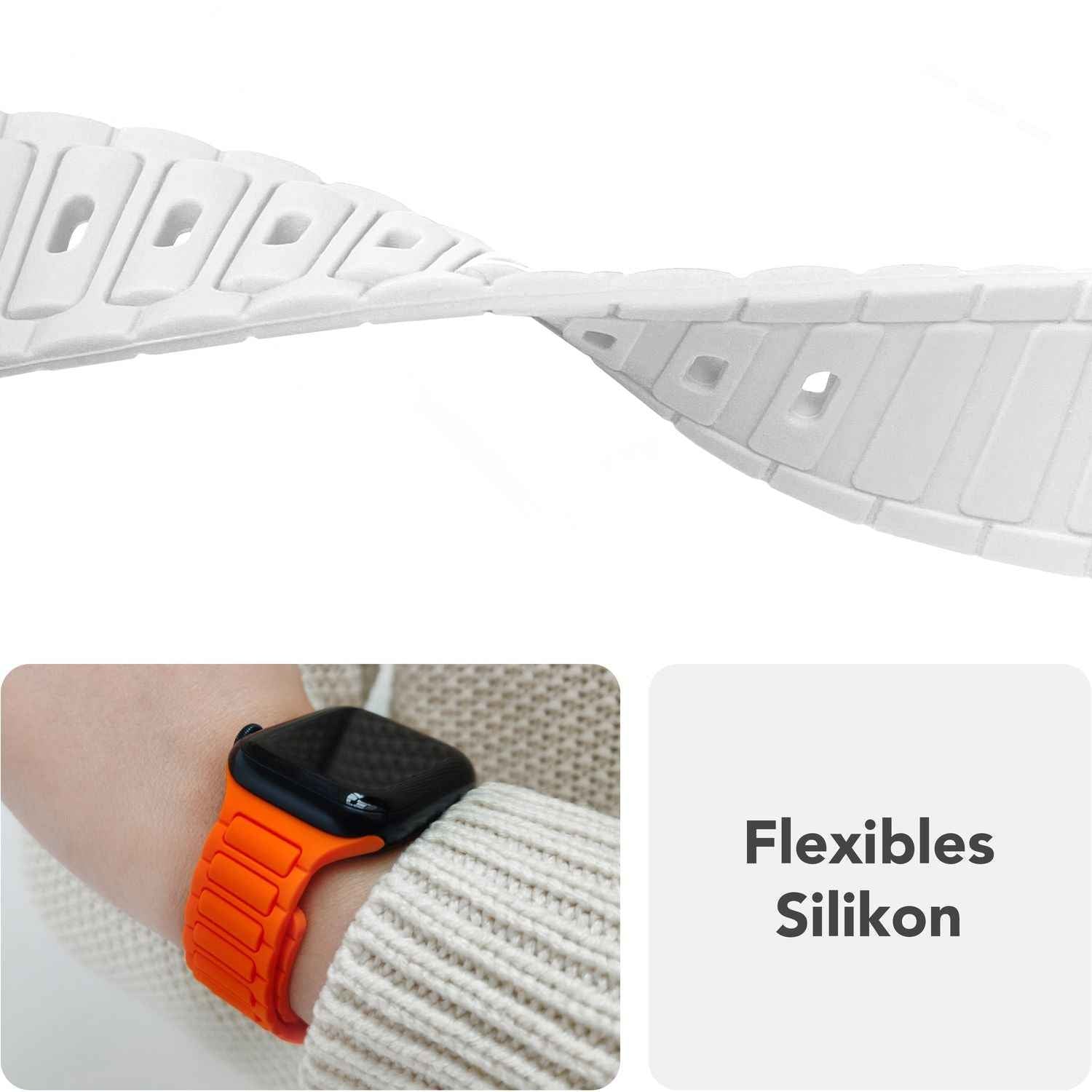 NALIA Pulse Armband für Apple Watch Series SE/10/9/8/7/6/5/4/3/2/1, Gehäusegröße 38/40/41/42mm, 3D Textur Silikon Sportarmband mit Steck-Pin Verschluss