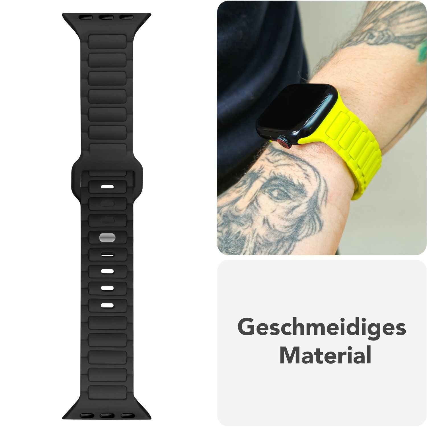 NALIA Pulse Armband für Apple Watch Series SE/10/9/8/7/6/5/4/3/2/1, Gehäusegröße 38/40/41/42mm, 3D Textur Silikon Sportarmband mit Steck-Pin Verschluss