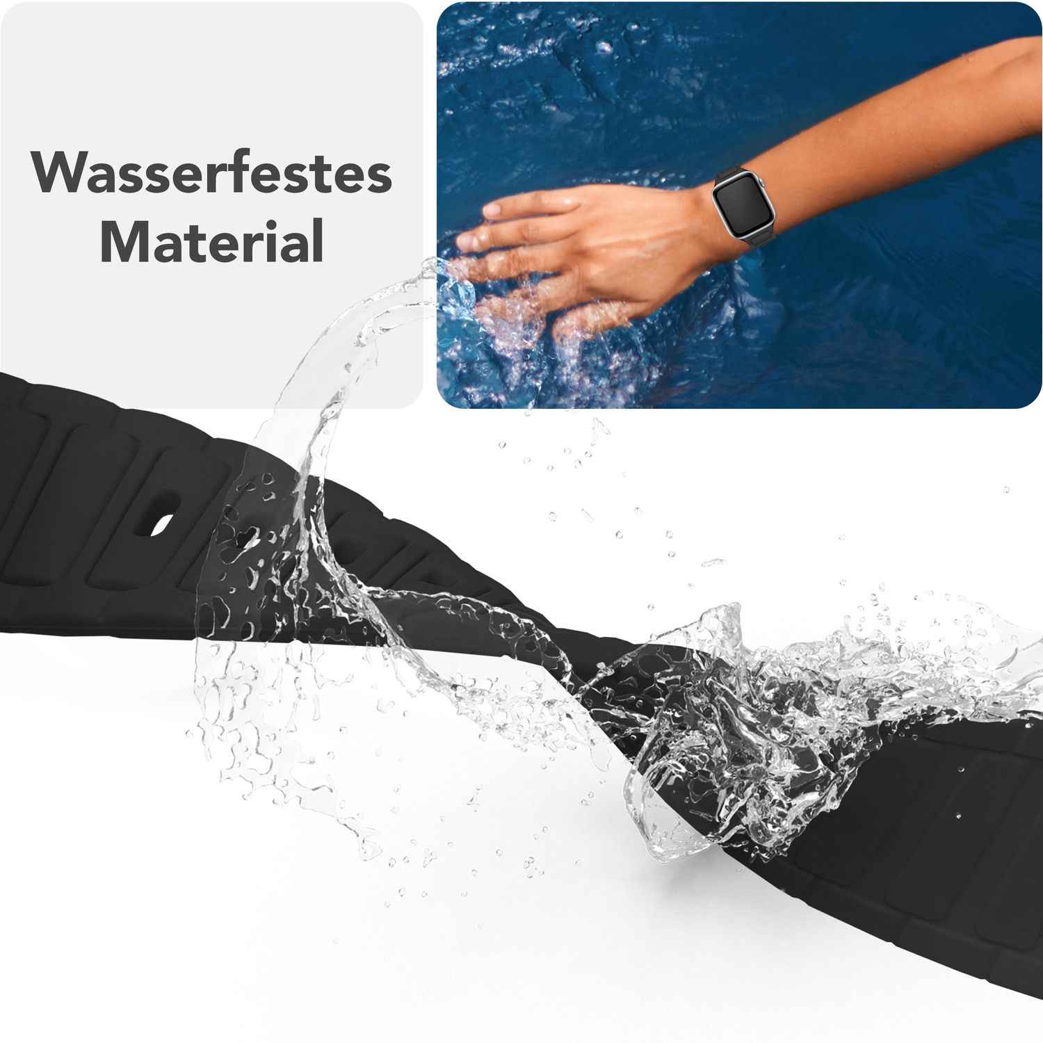 NALIA Pulse Armband für Apple Watch Series SE/10/9/8/7/6/5/4/3/2/1, Gehäusegröße 38/40/41/42mm, 3D Textur Silikon Sportarmband mit Steck-Pin Verschluss