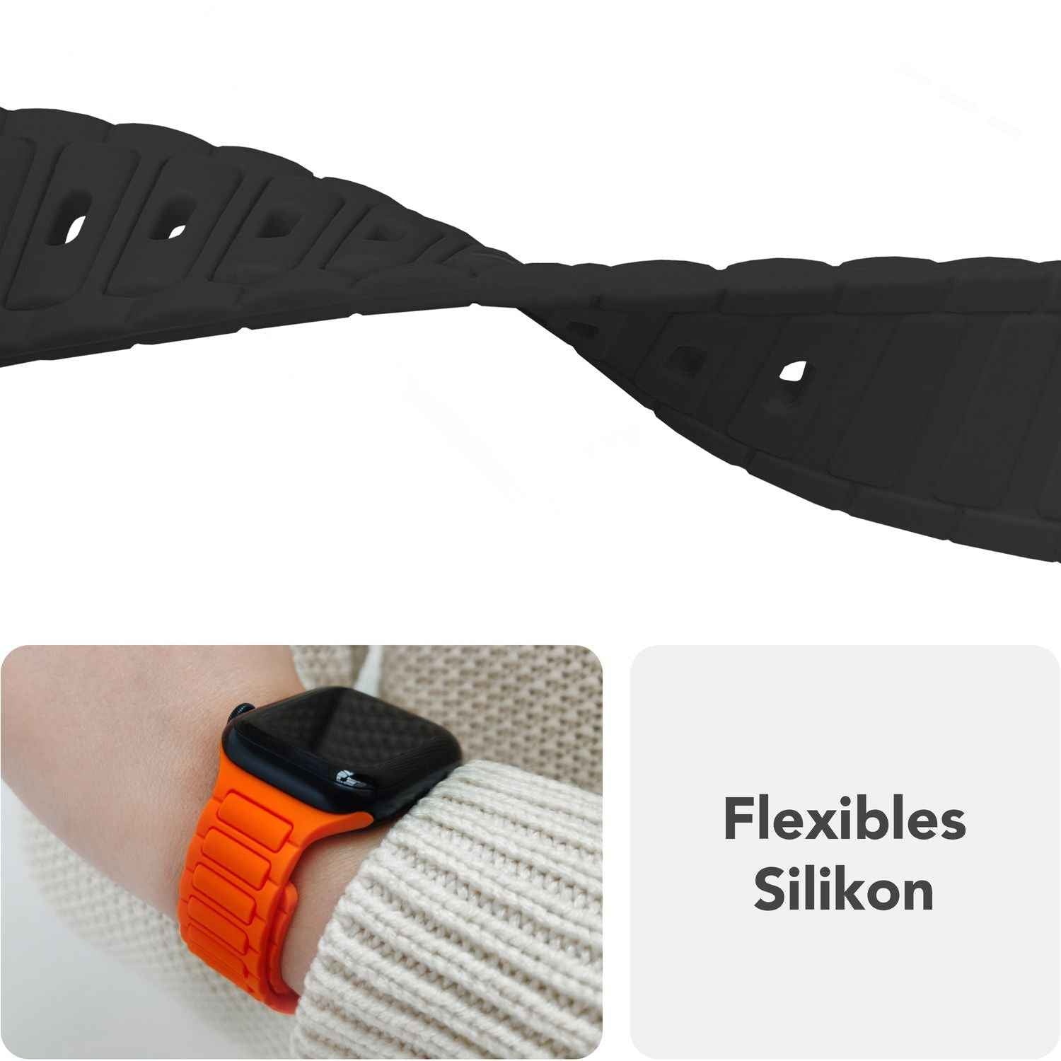 NALIA Pulse Armband für Apple Watch Series SE/10/9/8/7/6/5/4/3/2/1, Gehäusegröße 38/40/41/42mm, 3D Textur Silikon Sportarmband mit Steck-Pin Verschluss