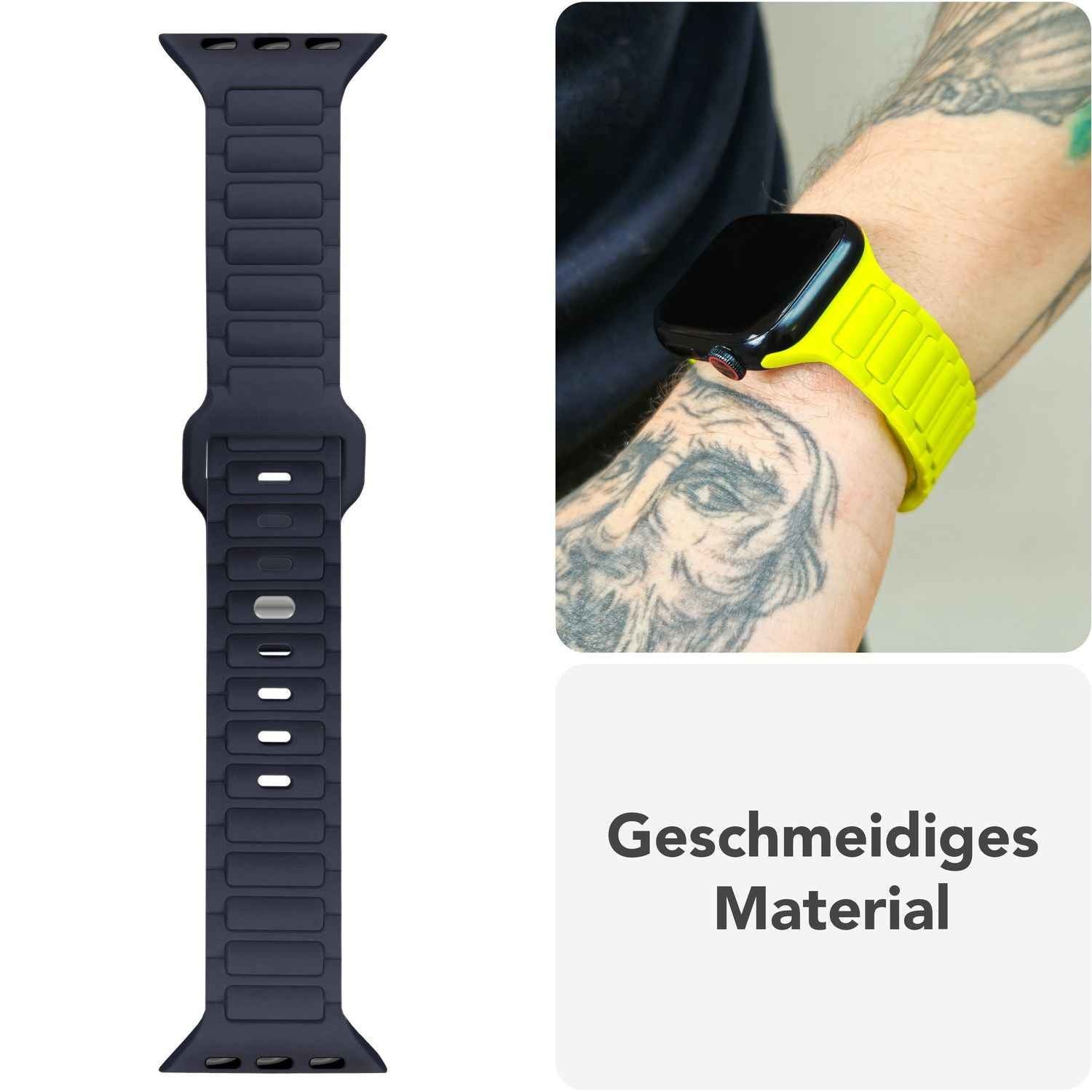 NALIA Pulse Armband für Apple Watch Series SE/10/9/8/7/6/5/4/3/2/1, Gehäusegröße 38/40/41/42mm, 3D Textur Silikon Sportarmband mit Steck-Pin Verschluss