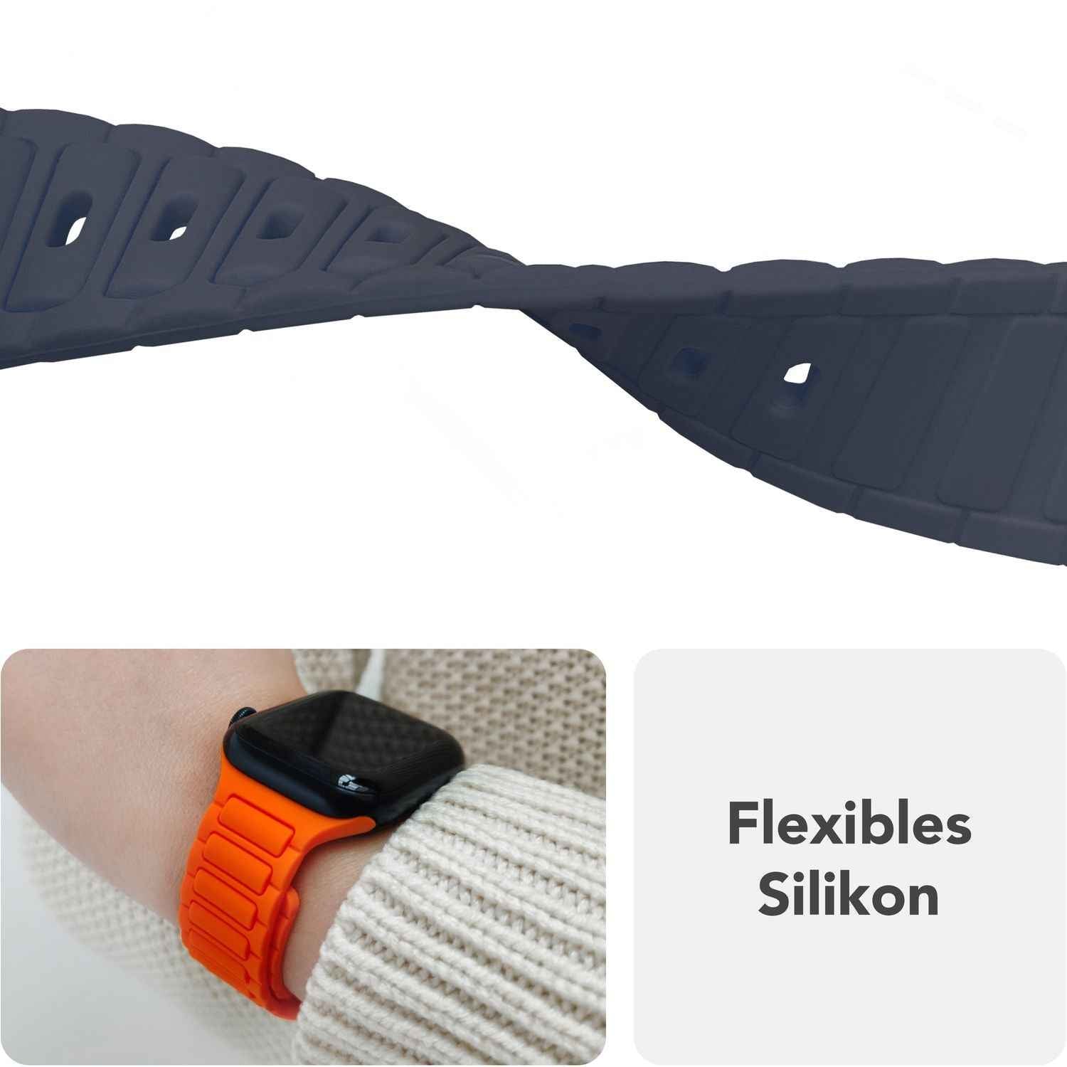 NALIA Pulse Armband für Apple Watch Series SE/10/9/8/7/6/5/4/3/2/1, Gehäusegröße 38/40/41/42mm, 3D Textur Silikon Sportarmband mit Steck-Pin Verschluss