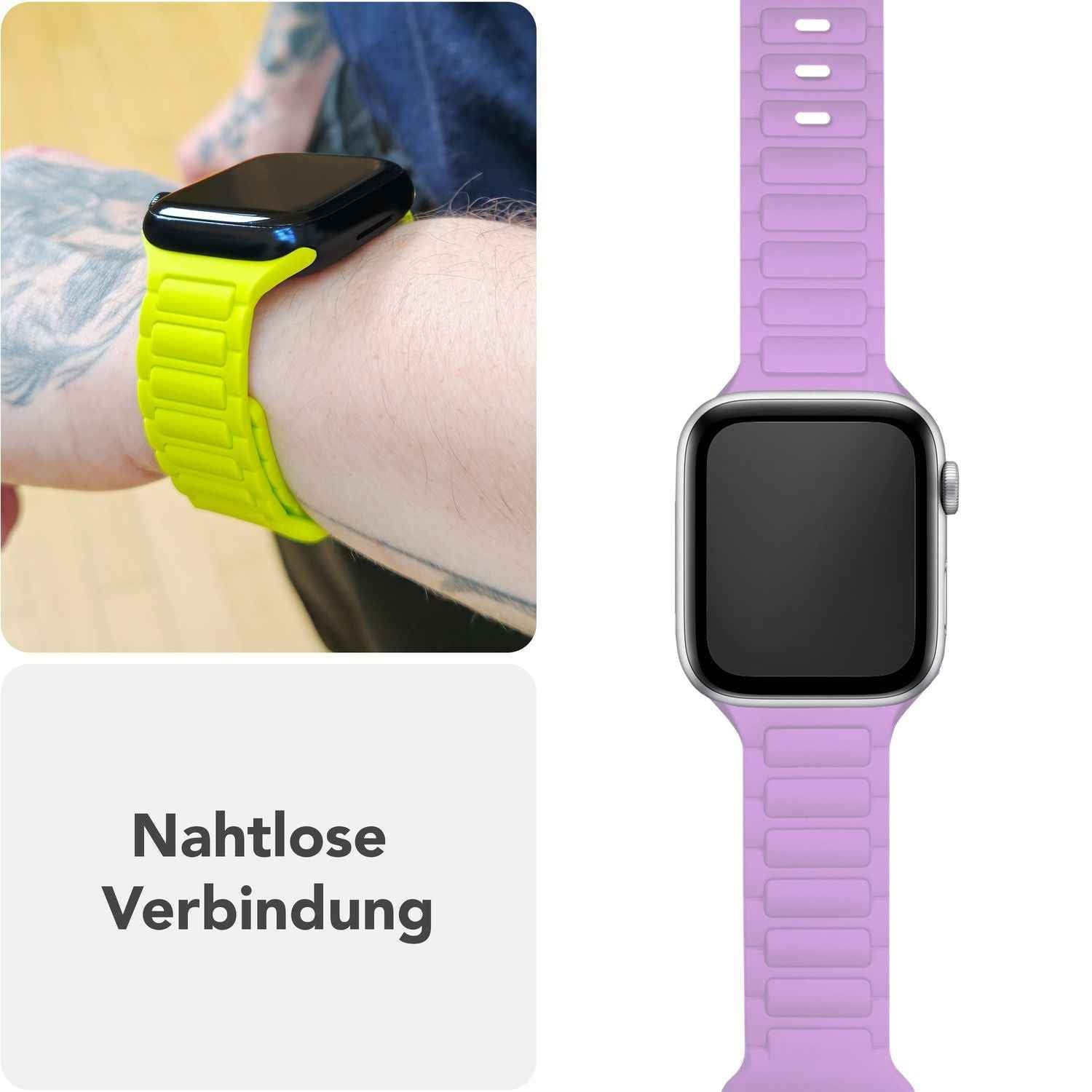 NALIA Pulse Armband für Apple Watch Series SE/10/9/8/7/6/5/4/3/2/1, Gehäusegröße 38/40/41/42mm, 3D Textur Silikon Sportarmband mit Steck-Pin Verschluss