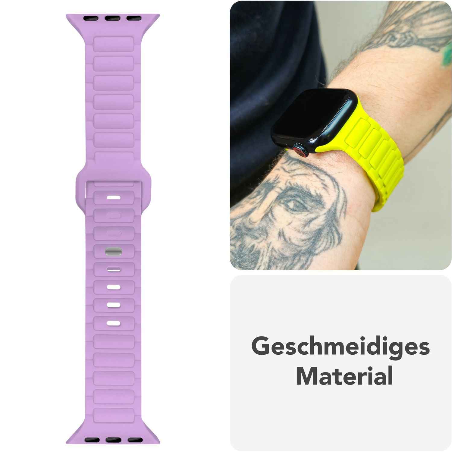 NALIA Pulse Armband für Apple Watch Series SE/10/9/8/7/6/5/4/3/2/1, Gehäusegröße 38/40/41/42mm, 3D Textur Silikon Sportarmband mit Steck-Pin Verschluss