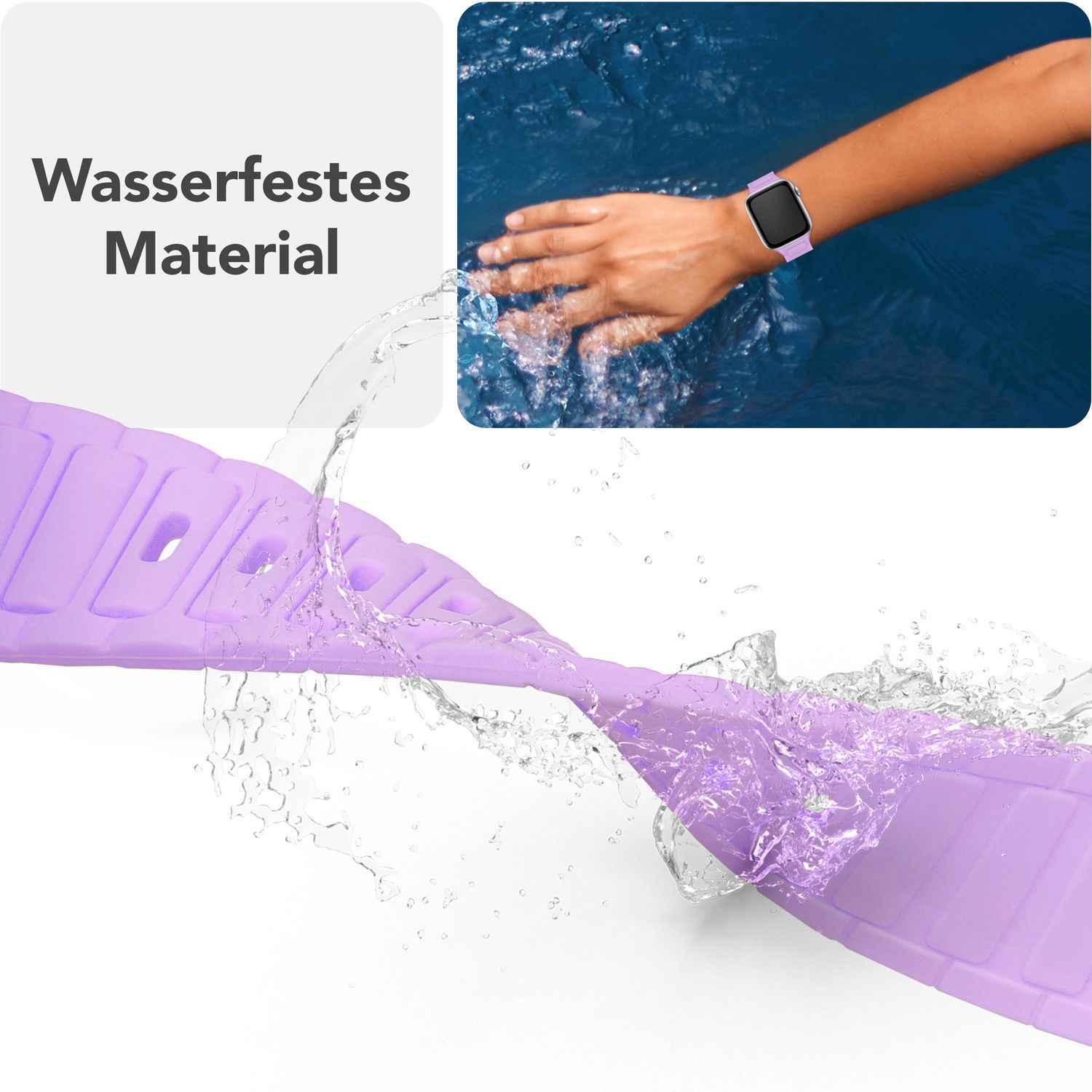 NALIA Pulse Armband für Apple Watch Series SE/10/9/8/7/6/5/4/3/2/1, Gehäusegröße 38/40/41/42mm, 3D Textur Silikon Sportarmband mit Steck-Pin Verschluss