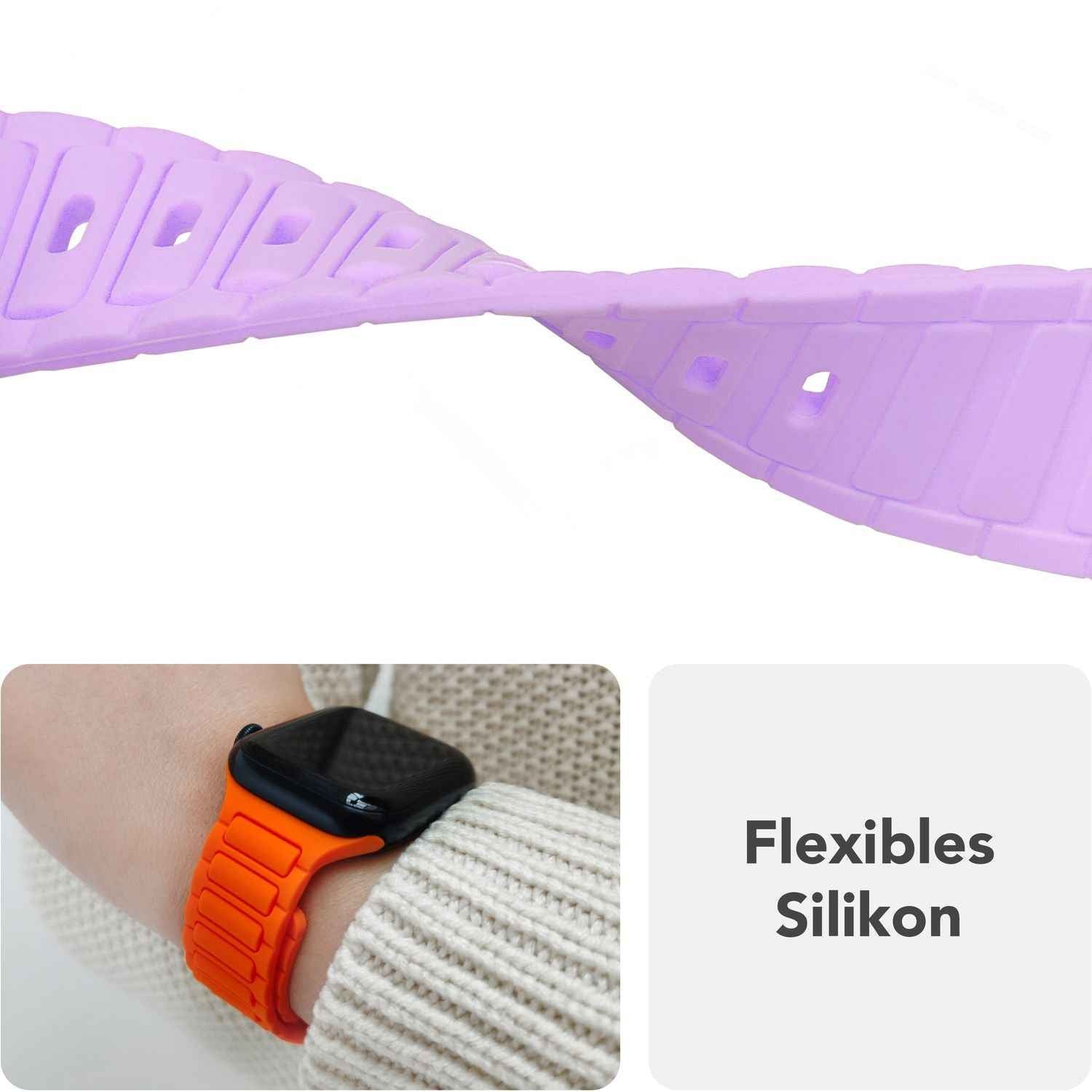 NALIA Pulse Armband für Apple Watch Series SE/10/9/8/7/6/5/4/3/2/1, Gehäusegröße 38/40/41/42mm, 3D Textur Silikon Sportarmband mit Steck-Pin Verschluss