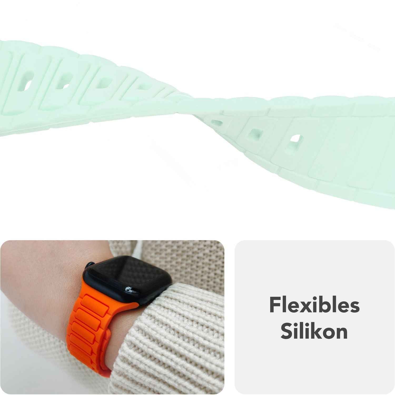NALIA Pulse Armband für Apple Watch Series Ultra/SE/10/9/8/7/6/5/4/3/2/1, Gehäusegröße 42/44/45/46/49mm, 3D Textur Silikon Sportarmband mit Steck-Pin Verschluss