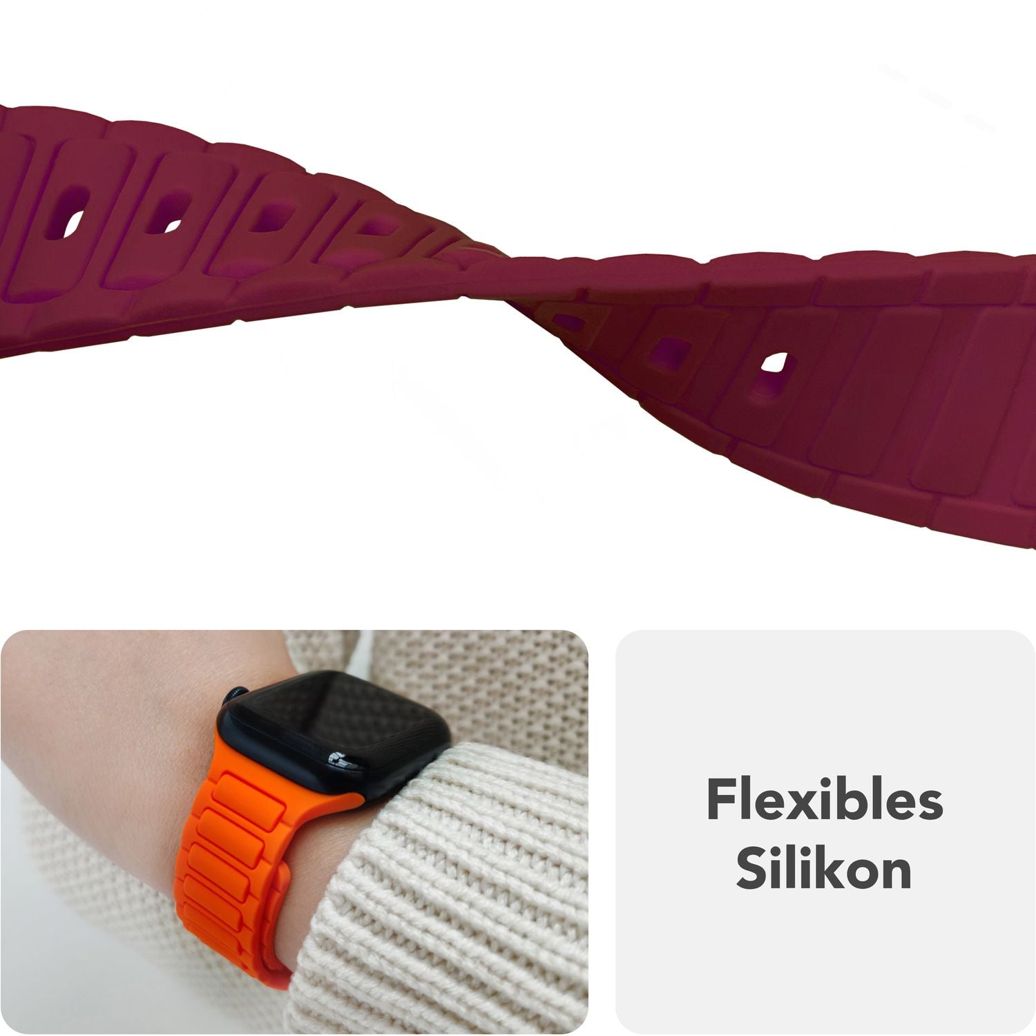 Smartwatch-Armband Silikon 3D-Struktur mintgrün 150-210 mm Steck-Pin