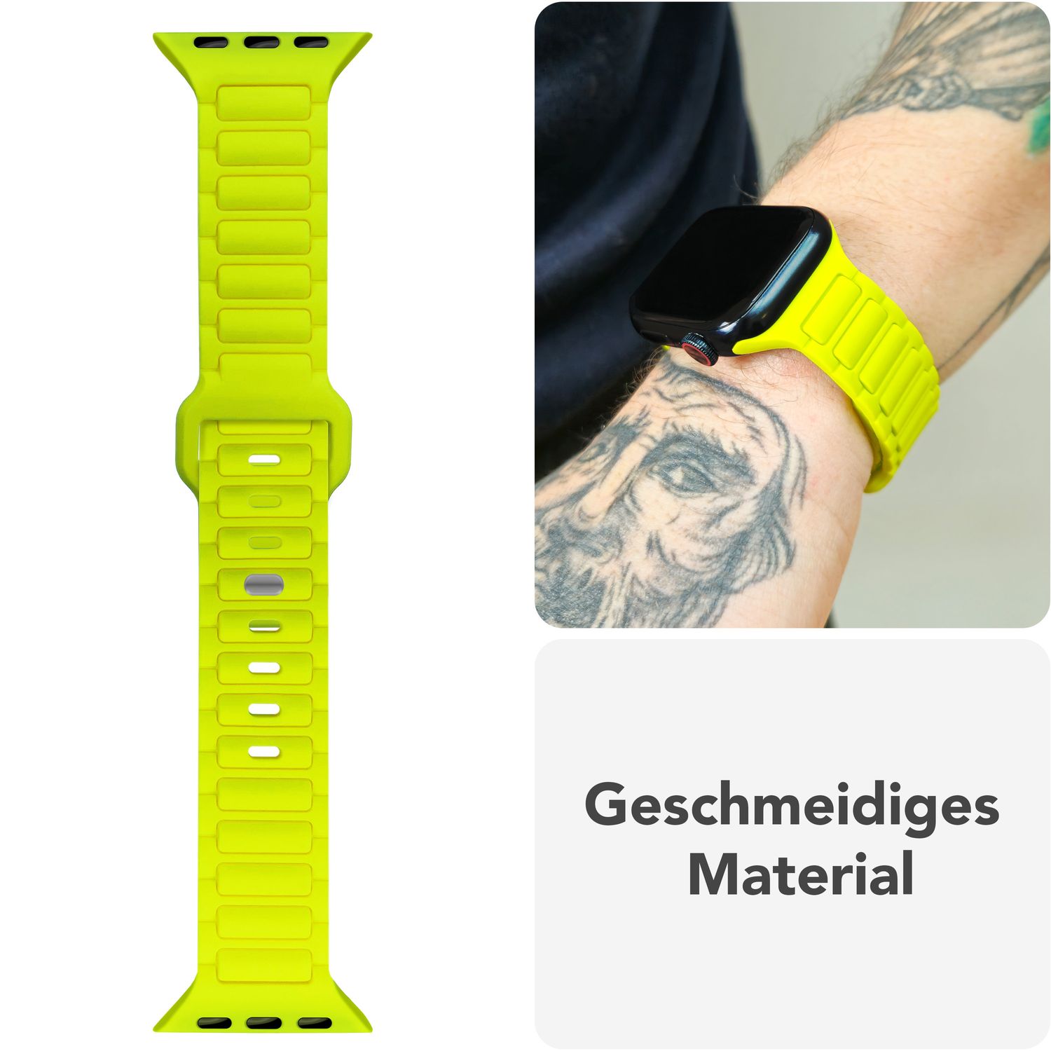 Smartwatch-Armband Silikon 3D-Struktur mintgrün 150-210 mm Steck-Pin