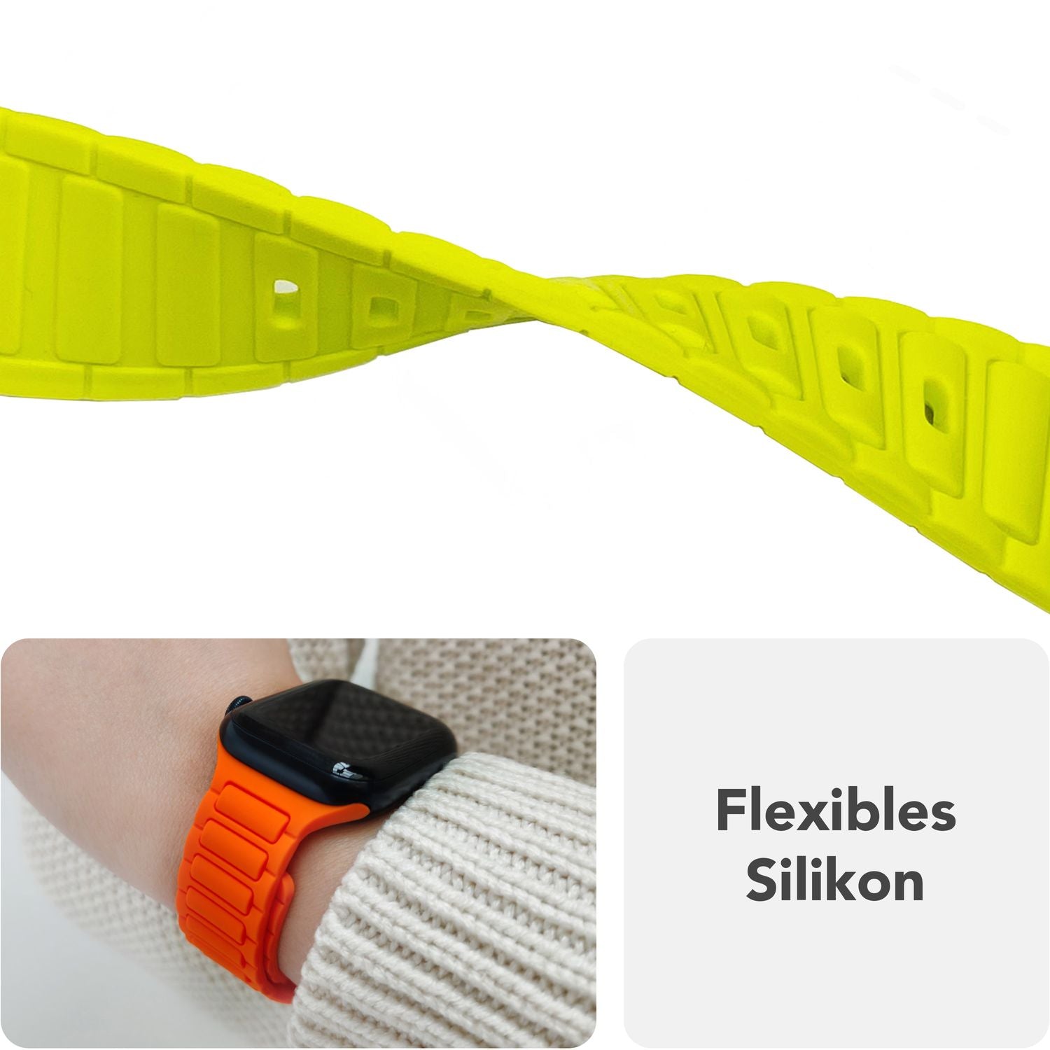 Smartwatch-Armband Silikon 3D-Struktur mintgrün 150-210 mm Steck-Pin