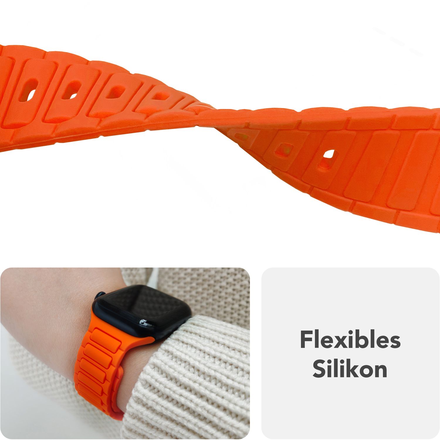Smartwatch-Armband Silikon 3D-Struktur mintgrün 150-210 mm Steck-Pin