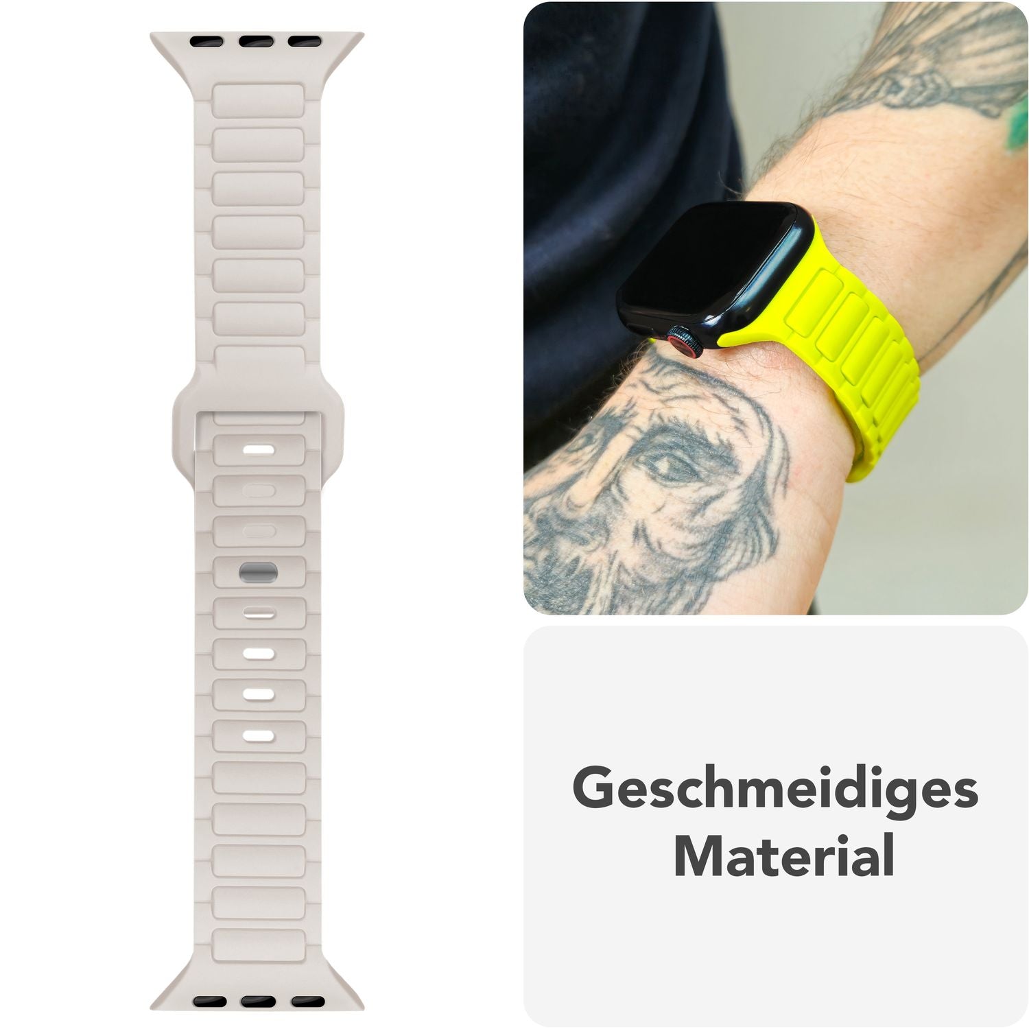 Smartwatch-Armband Silikon 3D-Struktur mintgrün 150-210 mm Steck-Pin