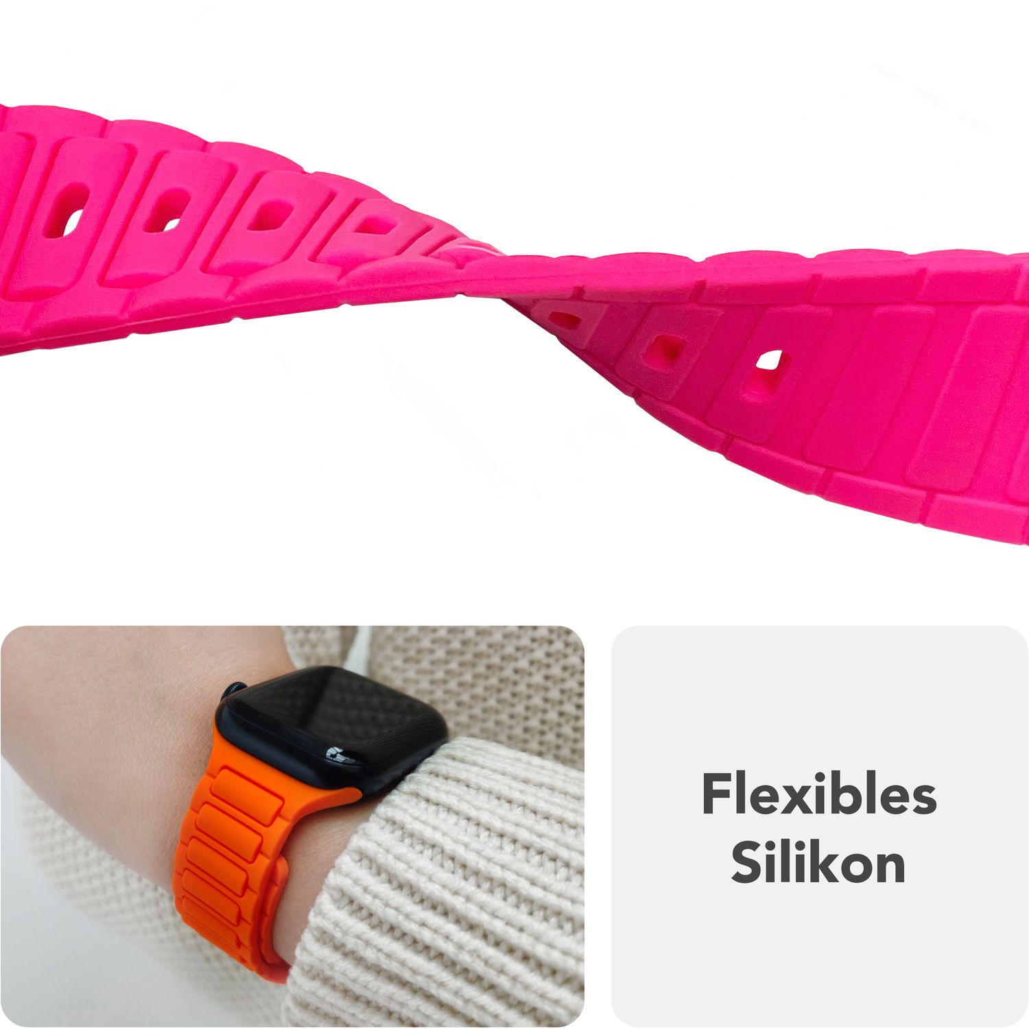 Smartwatch-Armband Silikon 3D-Struktur mintgrün 150-210 mm Steck-Pin