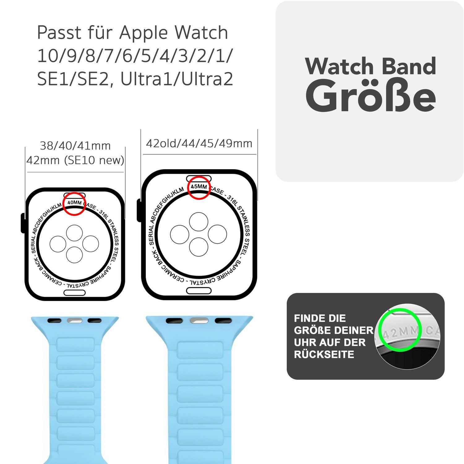 NALIA Pulse Armband für Apple Watch Series Ultra/SE/10/9/8/7/6/5/4/3/2/1, Gehäusegröße 42/44/45/46/49mm, 3D Textur Silikon Sportarmband mit Steck-Pin Verschluss
