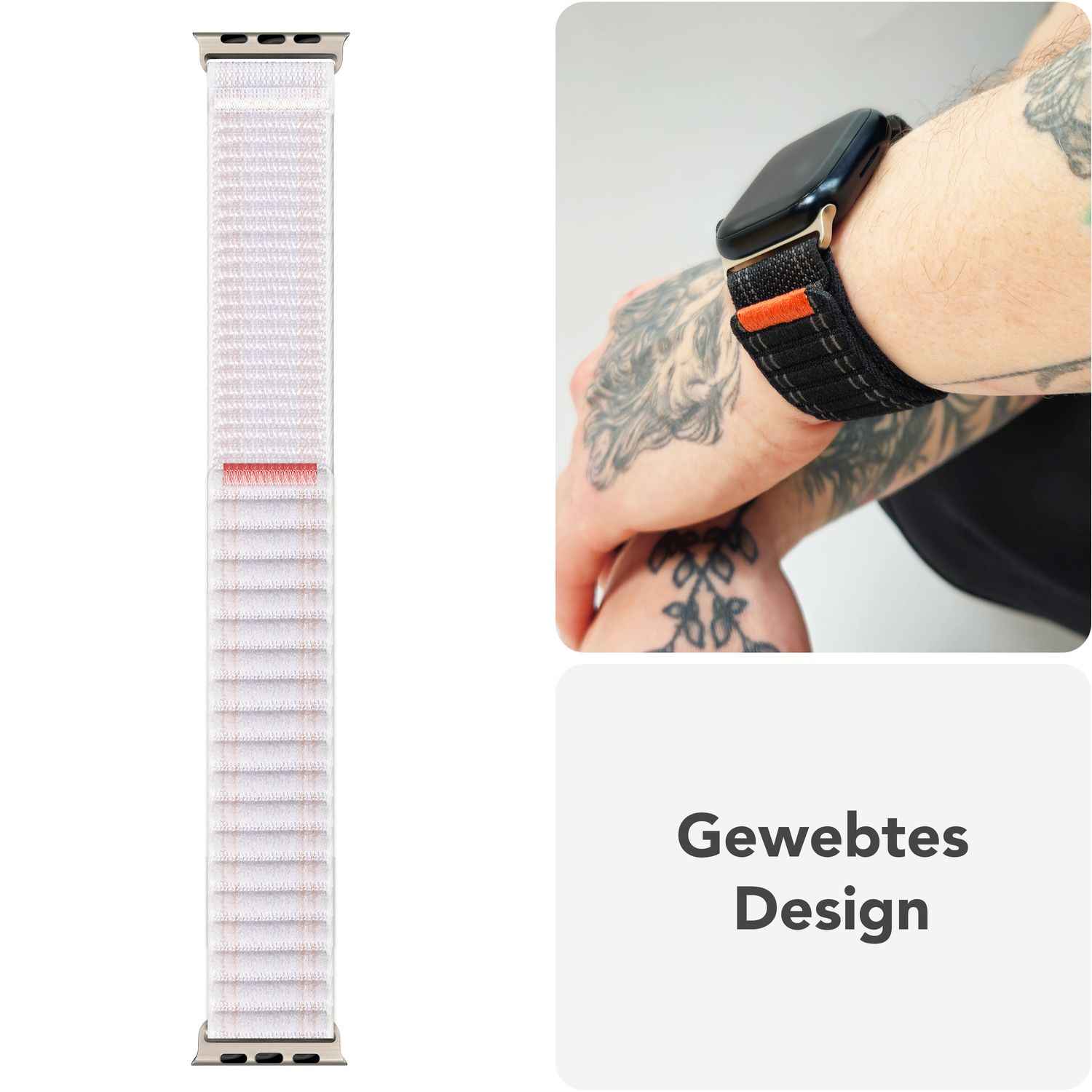NALIA Evolv Armband für Apple Watch SE/10/9/8/7/6/5/4/3/2/1, Gehäusegröße 38/40/41/42mm, Gewebtes Stoffband Elastisches Nylon Uhrenband mit Klettverschluss