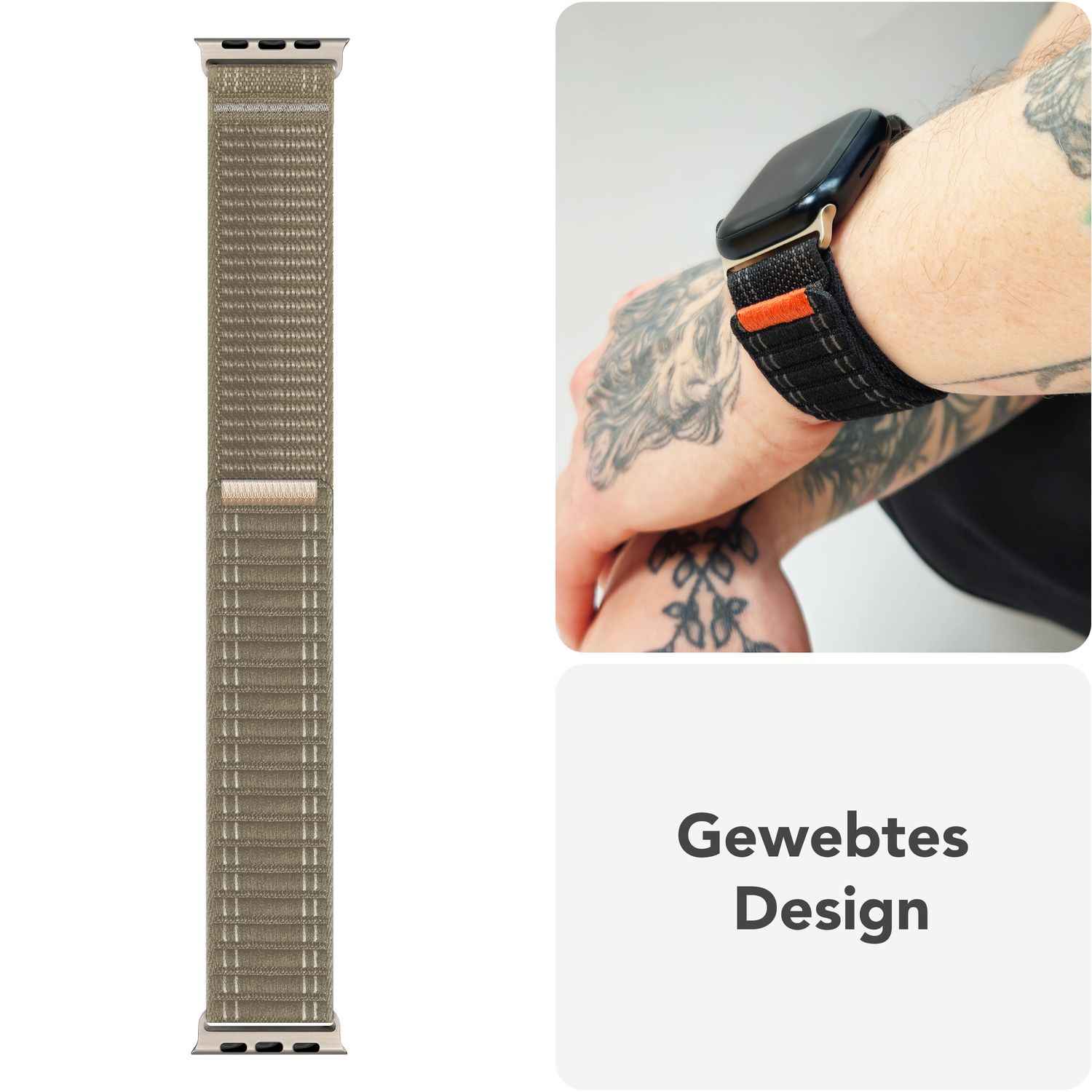 NALIA Evolv Armband für Apple Watch SE/10/9/8/7/6/5/4/3/2/1, Gehäusegröße 38/40/41/42mm, Gewebtes Stoffband Elastisches Nylon Uhrenband mit Klettverschluss