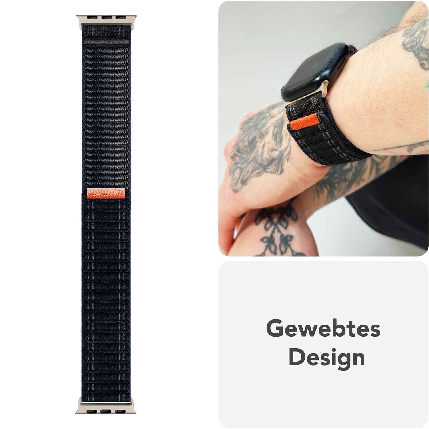 NALIA Evolv Armband für Apple Watch Ultra/SE/10/9/8/7/6/5/4/3/2/1, Gehäusegröße 42/44/45/46/49mm, Gewebtes Stoffband Elastisches Nylon Uhrenband mit Klettverschluss