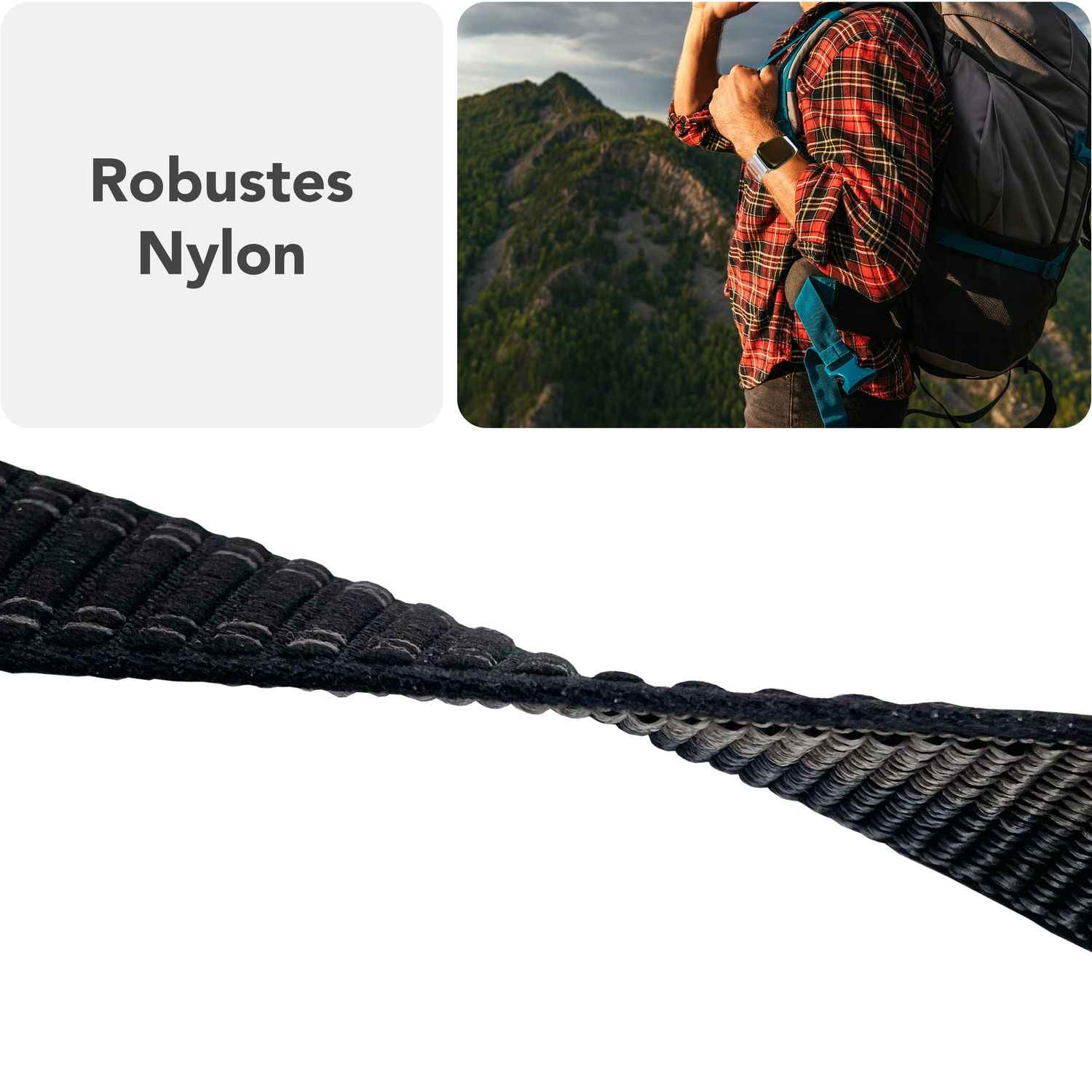 NALIA Evolv Armband für Apple Watch Ultra/SE/10/9/8/7/6/5/4/3/2/1, Gehäusegröße 42/44/45/46/49mm, Gewebtes Stoffband Elastisches Nylon Uhrenband mit Klettverschluss