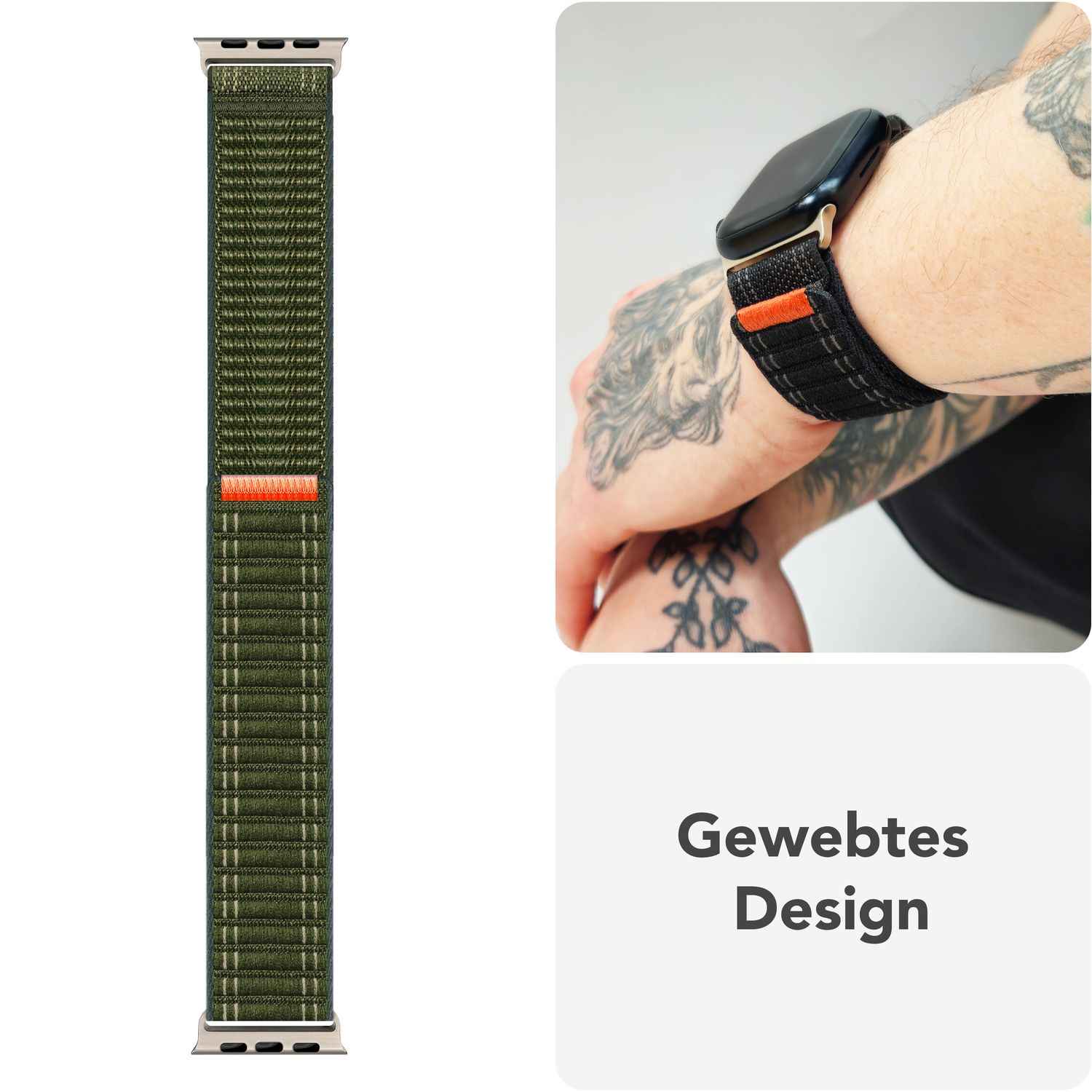 NALIA Evolv Armband für Apple Watch Ultra/SE/10/9/8/7/6/5/4/3/2/1, Gehäusegröße 42/44/45/46/49mm, Gewebtes Stoffband Elastisches Nylon Uhrenband mit Klettverschluss