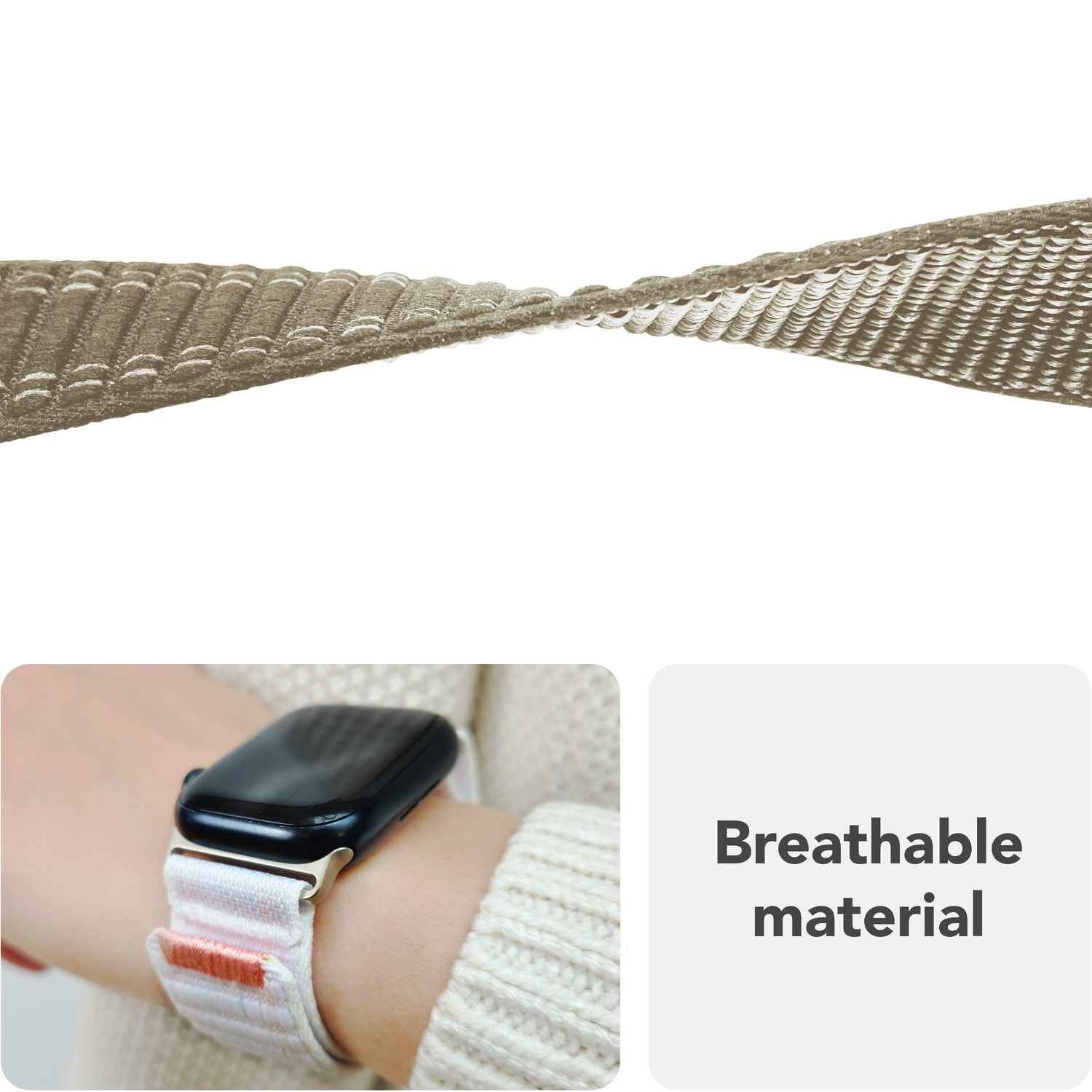 NALIA Evolv Armband für Apple Watch Ultra/SE/10/9/8/7/6/5/4/3/2/1, Gehäusegröße 42/44/45/46/49mm, Gewebtes Stoffband Elastisches Nylon Uhrenband mit Klettverschluss