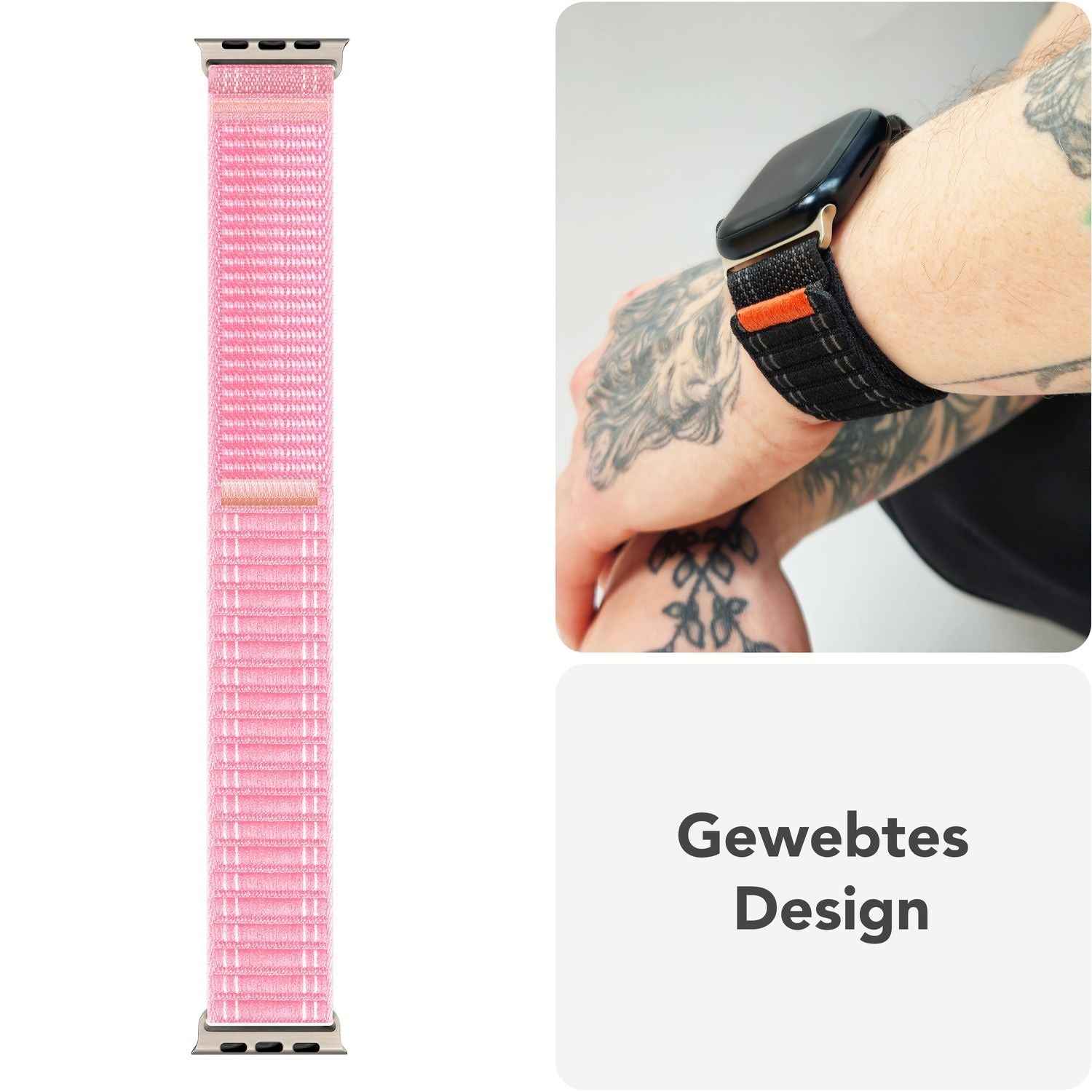 NALIA Evolv Armband für Apple Watch Ultra/SE/10/9/8/7/6/5/4/3/2/1, Gehäusegröße 42/44/45/46/49mm, Gewebtes Stoffband Elastisches Nylon Uhrenband mit Klettverschluss