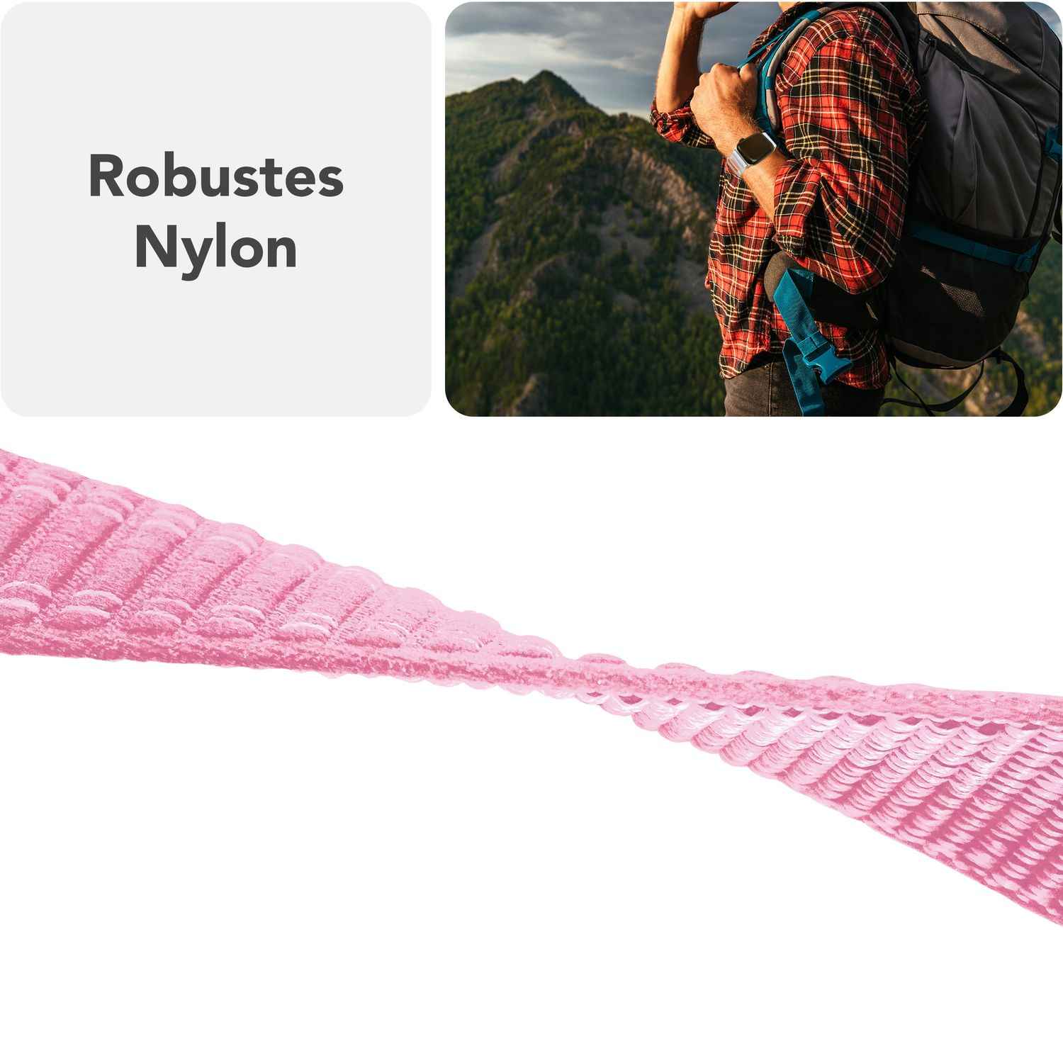 NALIA Evolv Armband für Apple Watch Ultra/SE/10/9/8/7/6/5/4/3/2/1, Gehäusegröße 42/44/45/46/49mm, Gewebtes Stoffband Elastisches Nylon Uhrenband mit Klettverschluss