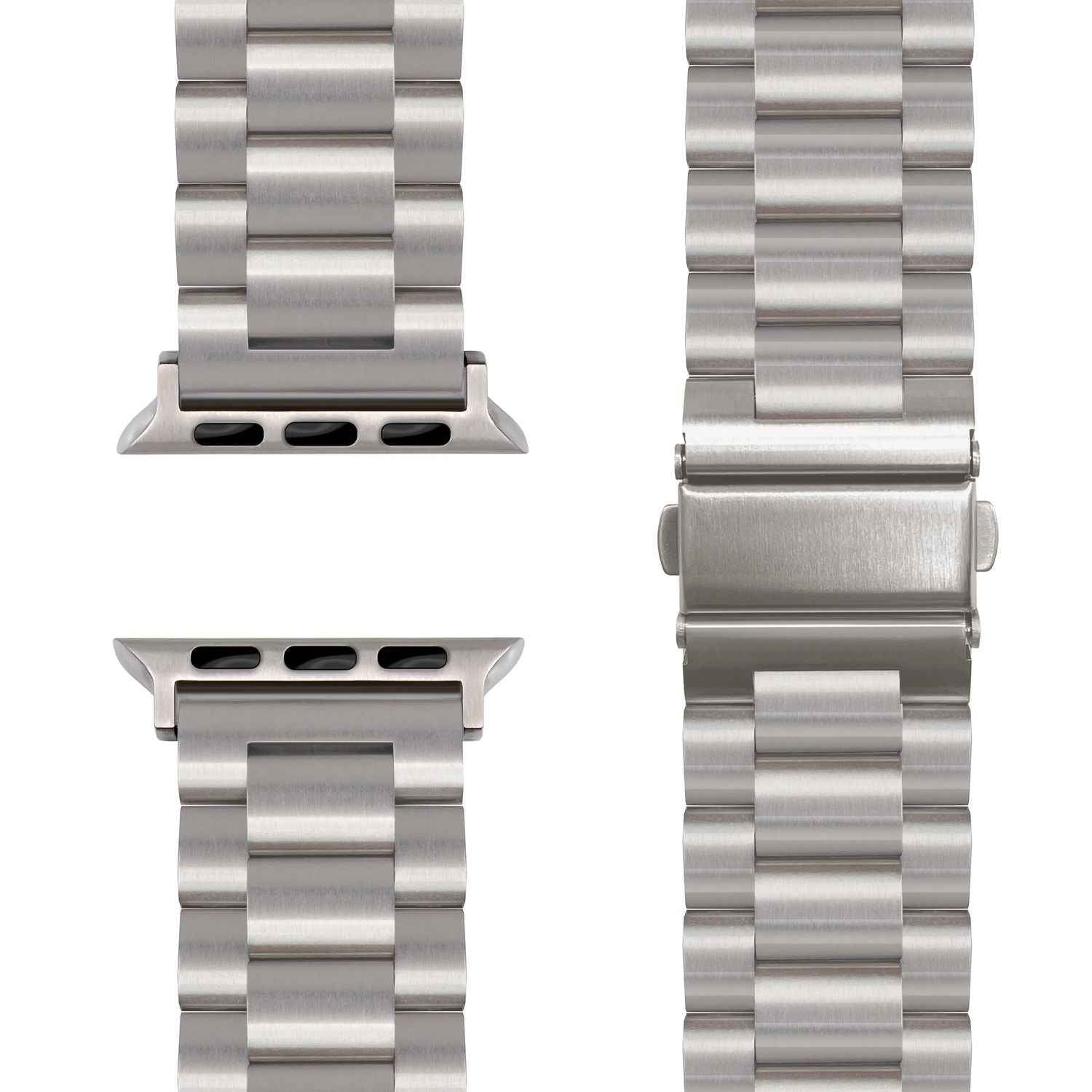 NALIA Mova Armband für Apple Watch SE/10/9/8/7/6/5/4/3/2/1, Gehäusegröße 38/40/41/42mm, Edelstahl Ersatzarmband mit Doppelfaltschließe, Metall Rostfrei
