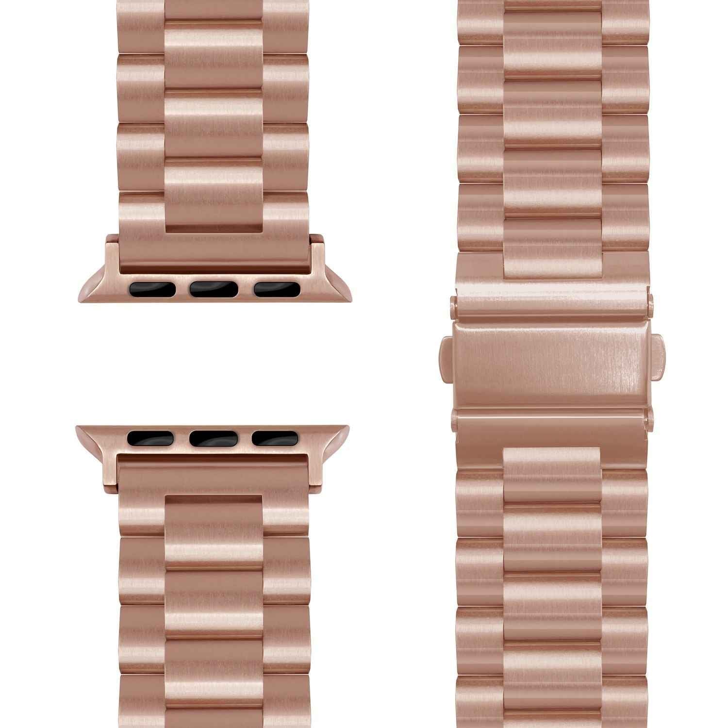NALIA Mova Armband für Apple Watch SE/10/9/8/7/6/5/4/3/2/1, Gehäusegröße 38/40/41/42mm, Edelstahl Ersatzarmband mit Doppelfaltschließe, Metall Rostfrei
