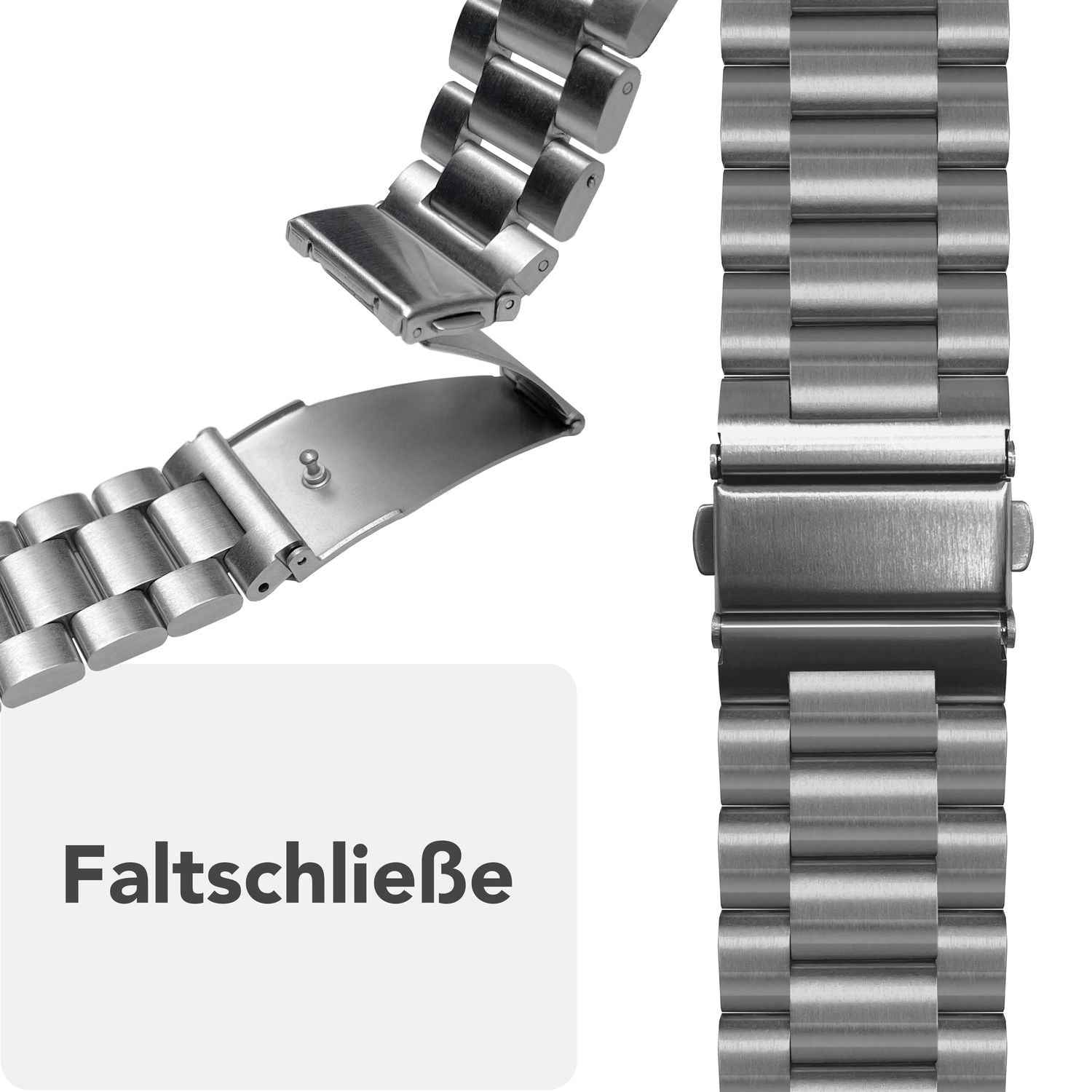 NALIA Mova Armband für Apple Watch Ultra/SE/10/9/8/7/6/5/4/3/2/1, Gehäusegröße 42/44/45/46/49mm, Edelstahl Ersatzarmband mit Doppelfaltschließe, Metall Rostfrei