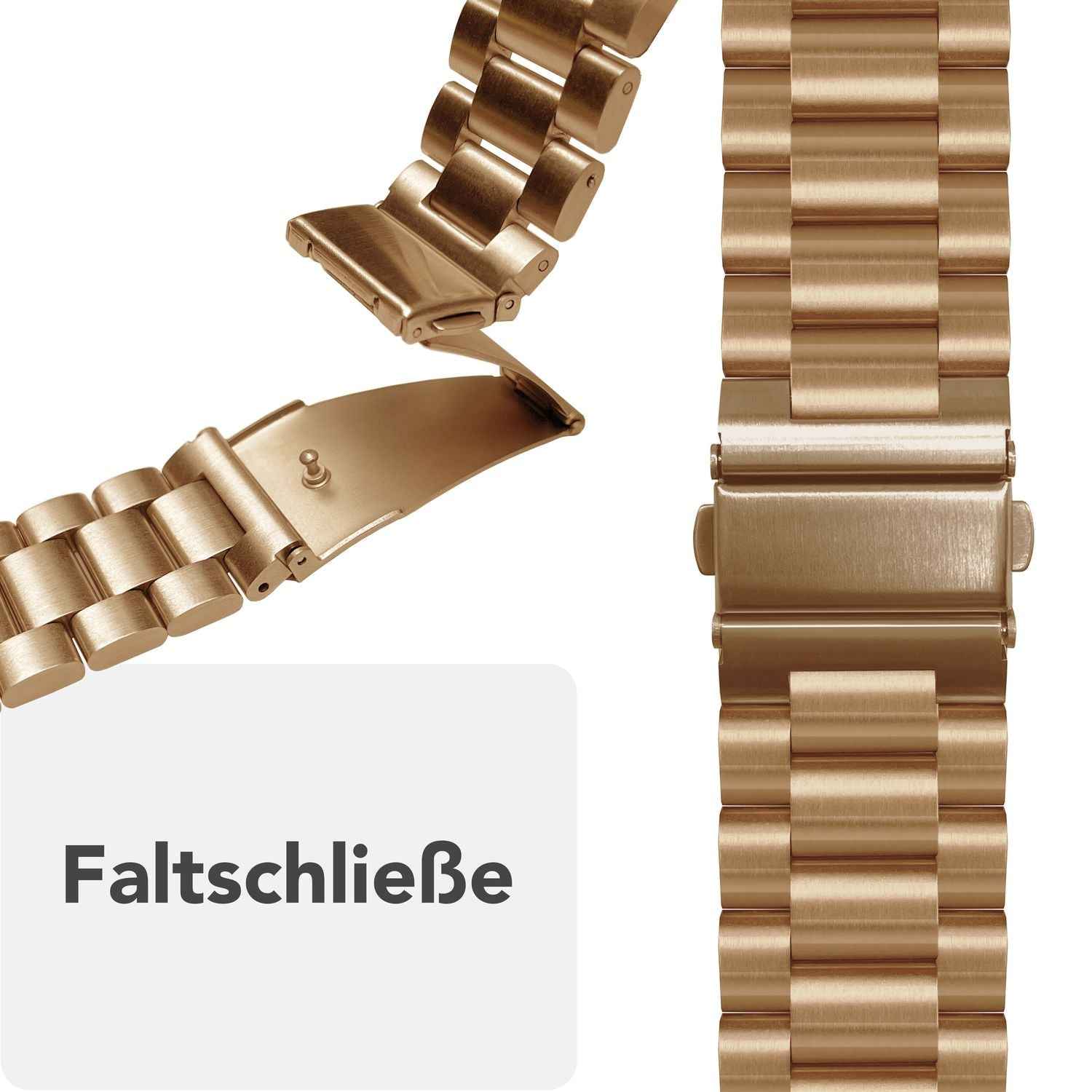 NALIA Mova Armband für Apple Watch Ultra/SE/10/9/8/7/6/5/4/3/2/1, Gehäusegröße 42/44/45/46/49mm, Edelstahl Ersatzarmband mit Doppelfaltschließe, Metall Rostfrei