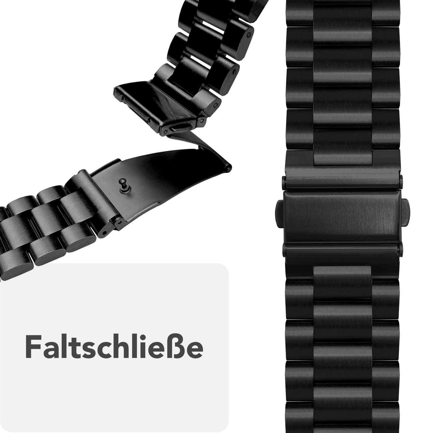 NALIA Mova Armband für Apple Watch Ultra/SE/10/9/8/7/6/5/4/3/2/1, Gehäusegröße 42/44/45/46/49mm, Edelstahl Ersatzarmband mit Doppelfaltschließe, Metall Rostfrei