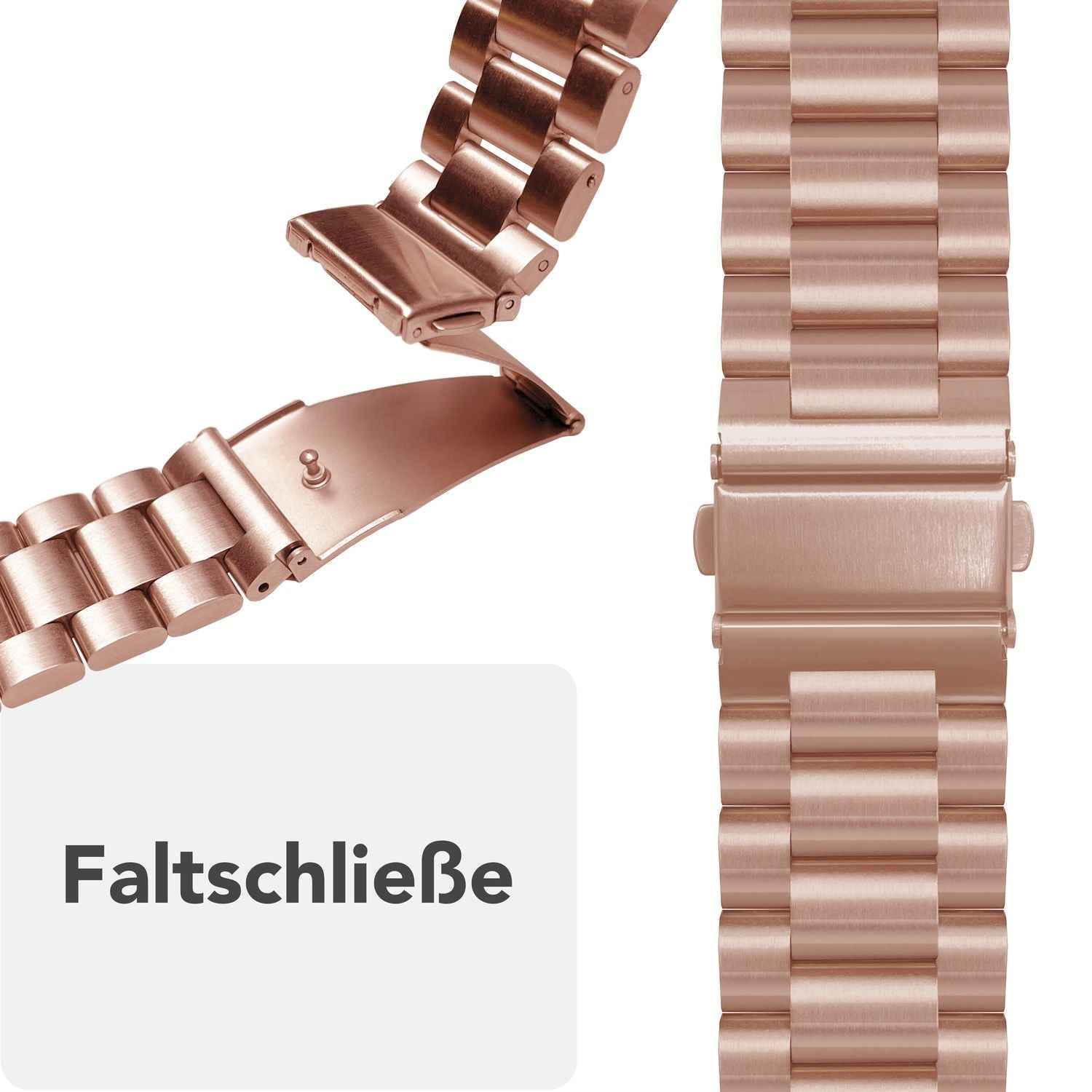 NALIA Mova Armband für Apple Watch Ultra/SE/10/9/8/7/6/5/4/3/2/1, Gehäusegröße 42/44/45/46/49mm, Edelstahl Ersatzarmband mit Doppelfaltschließe, Metall Rostfrei