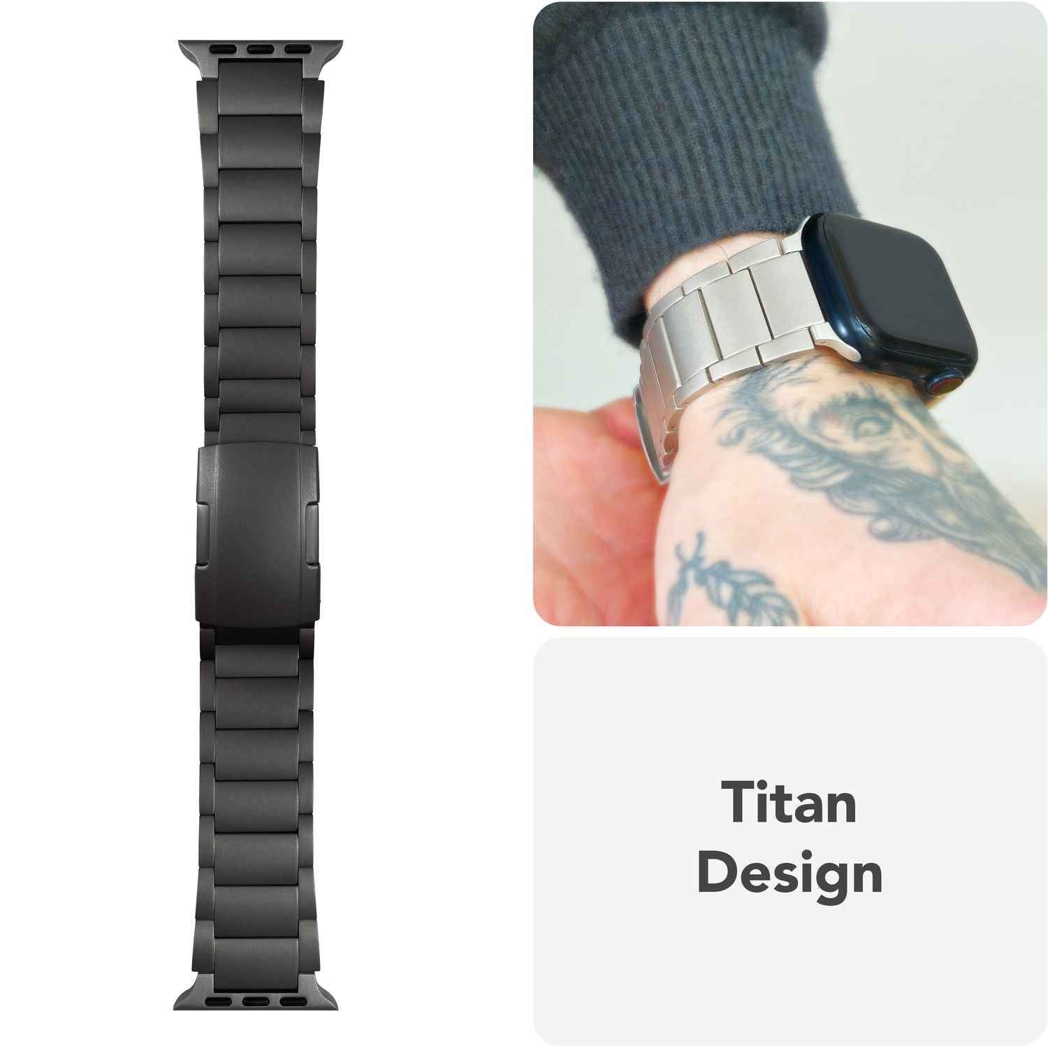 NALIA Argon Titan Armband für Apple Watch SE/10/9/8/7/6/5/4/3/2/1, Gehäusegröße 38/40/41/42mm, Rostfreies Metall Ersatzarmband mit Faltschließe