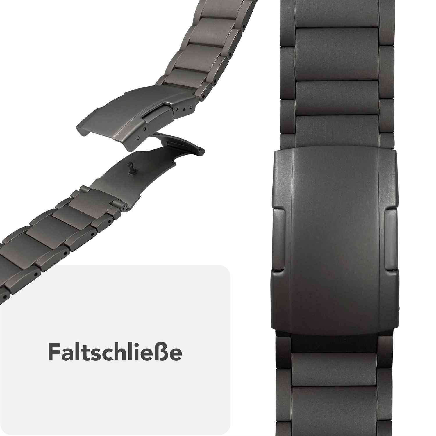 NALIA Argon Titan Armband für Apple Watch SE/10/9/8/7/6/5/4/3/2/1, Gehäusegröße 38/40/41/42mm, Rostfreies Metall Ersatzarmband mit Faltschließe