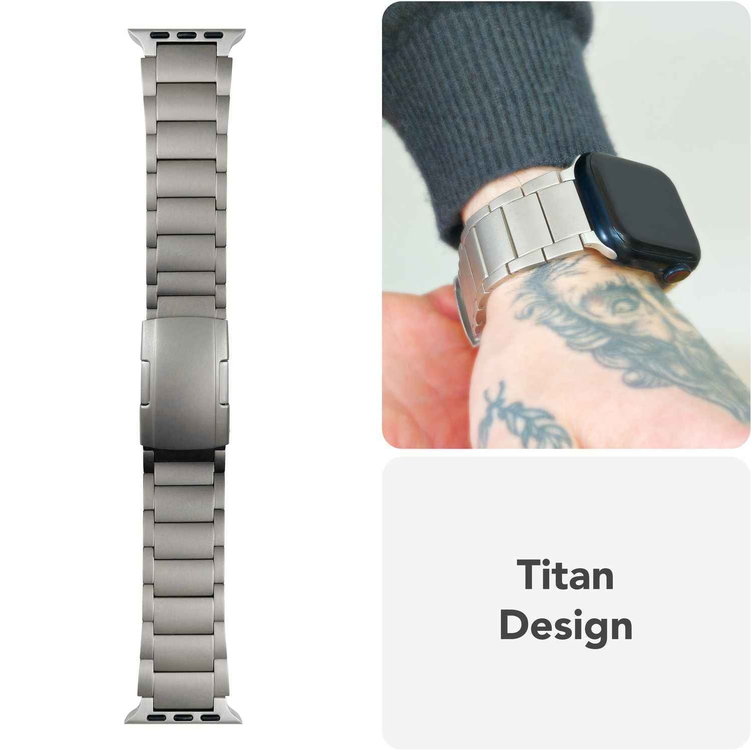 NALIA Argon Titan Armband für Apple Watch SE/10/9/8/7/6/5/4/3/2/1, Gehäusegröße 38/40/41/42mm, Rostfreies Metall Ersatzarmband mit Faltschließe