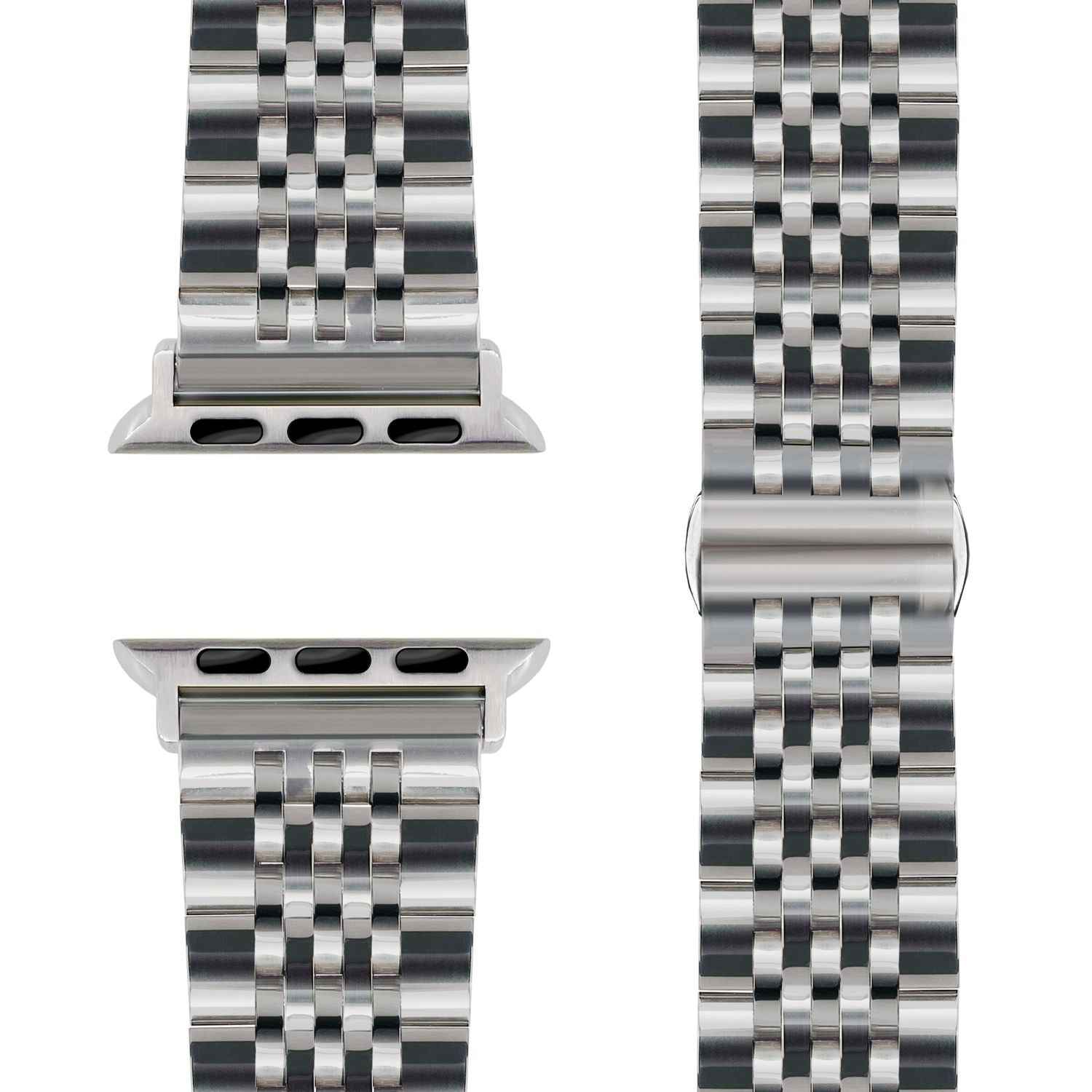 NALIA Trivo Edelstahl Armband für Apple Watch SE/10/9/8/7/6/5/4/3/2/1, Gehäusegröße 38/40/41/42mm, Metall Ersatzarmband Rostfrei mit Schmetterlingsschließe
