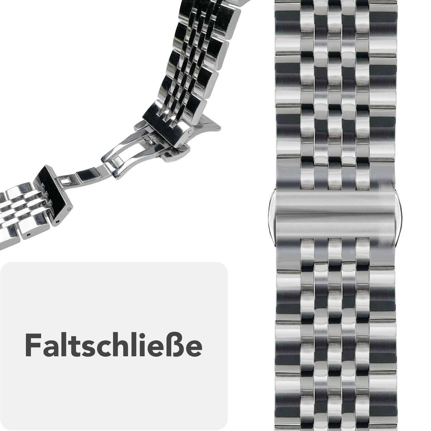 NALIA Trivo Edelstahl Armband für Apple Watch Ultra/SE/10/9/8/7/6/5/4/3/2/1, Gehäusegröße 42/44/45/46/49mm, Metall Ersatzarmband Rostfrei mit Schmetterlingsschließe