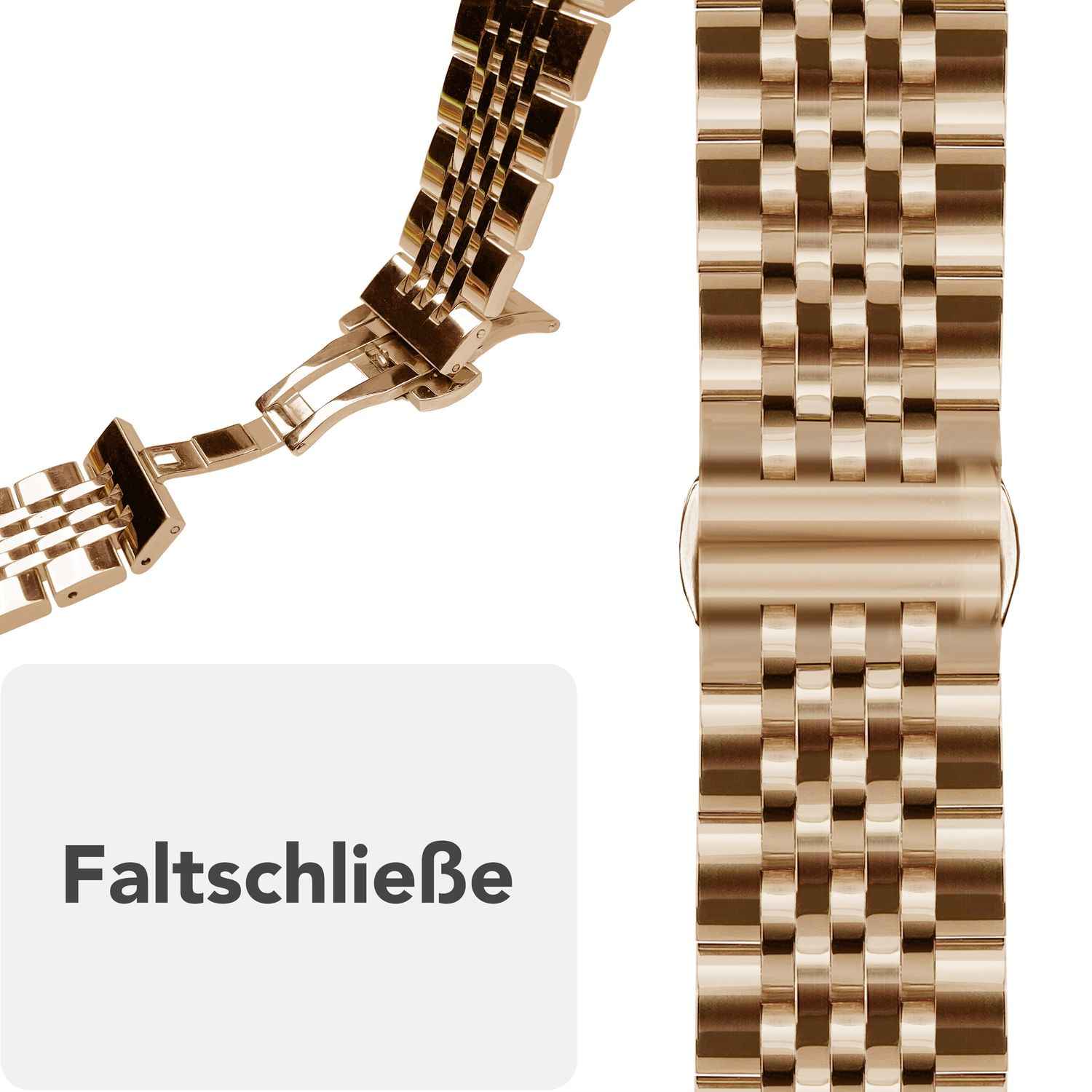 NALIA Trivo Edelstahl Armband für Apple Watch Ultra/SE/10/9/8/7/6/5/4/3/2/1, Gehäusegröße 42/44/45/46/49mm, Metall Ersatzarmband Rostfrei mit Schmetterlingsschließe