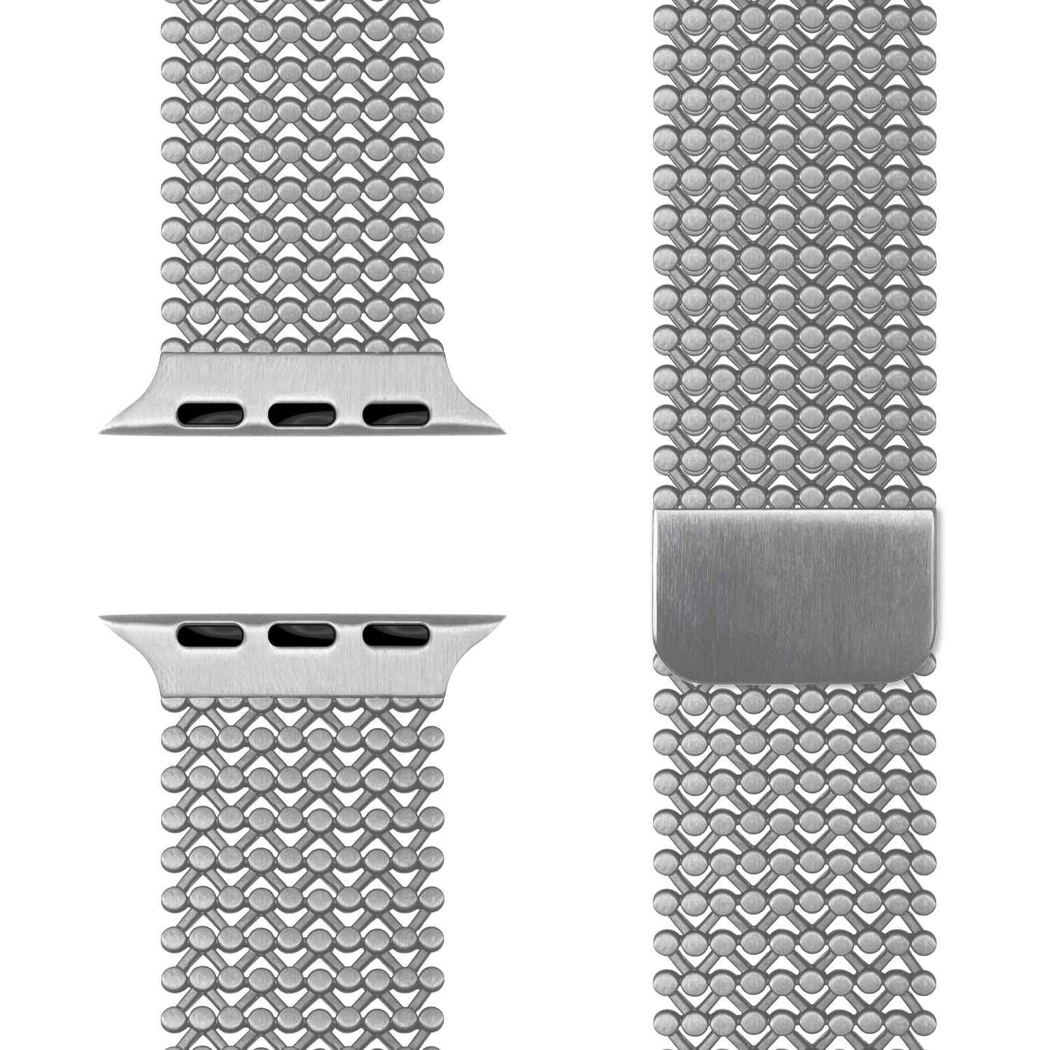 NALIA Alvia Mesh Loop Armband für Apple Watch SE/10/9/8/7/6/5/4/3/2/1, Gehäusegröße 38/40/41/42mm, Atmungsaktives Magnetisches Edelstahl Ersatzarmband