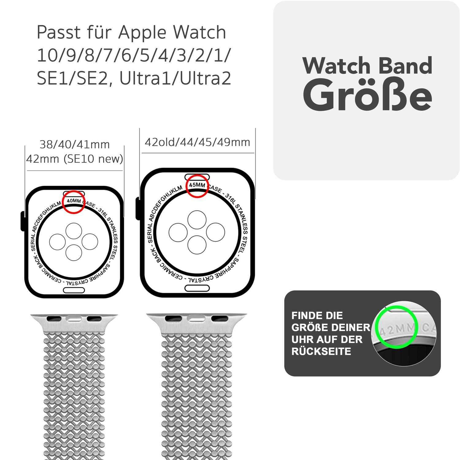 NALIA Alvia Mesh Loop Armband für Apple Watch SE/10/9/8/7/6/5/4/3/2/1, Gehäusegröße 38/40/41/42mm, Atmungsaktives Magnetisches Edelstahl Ersatzarmband