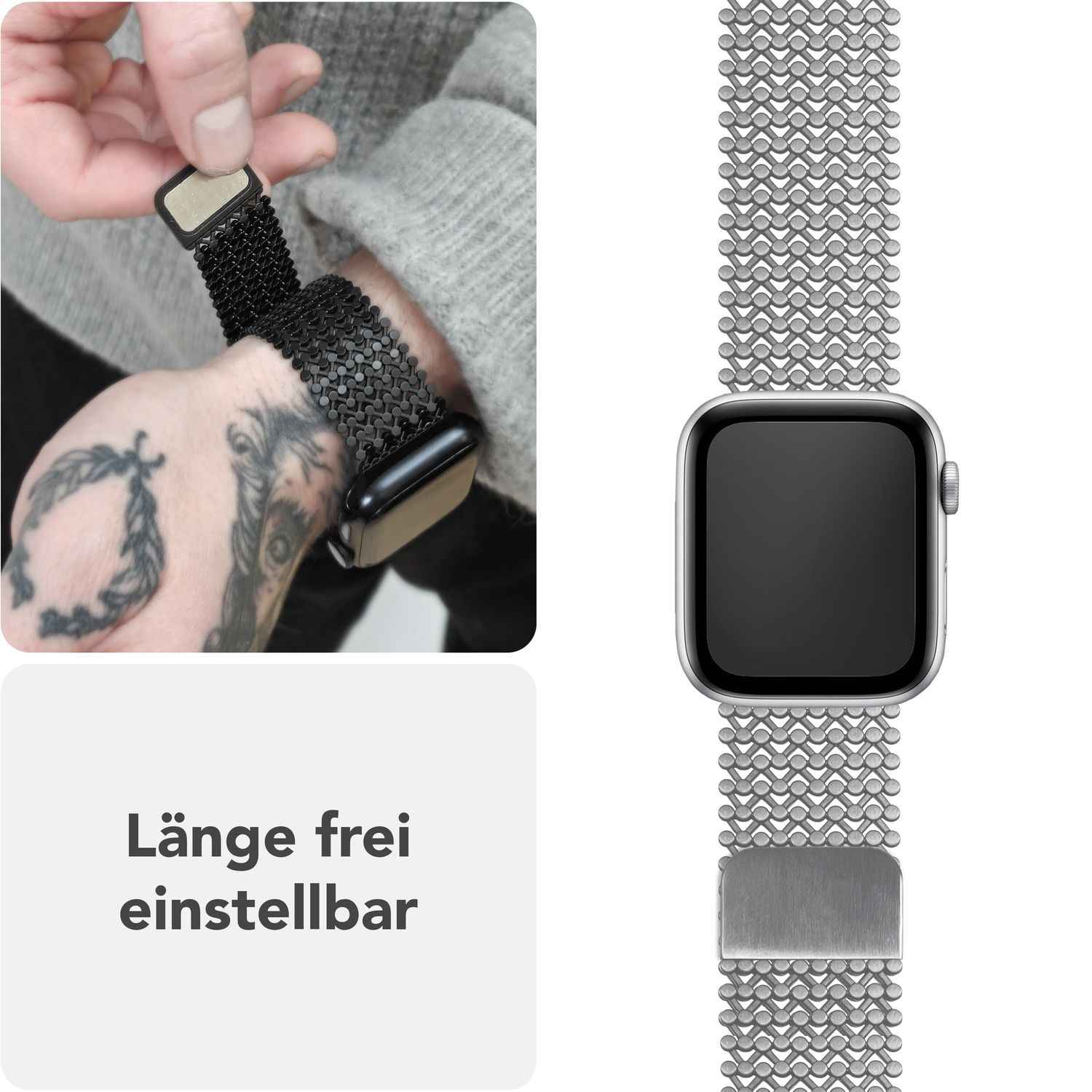 NALIA Alvia Mesh Loop Armband für Apple Watch Ultra/SE/10/9/8/7/6/5/4/3/2/1, Gehäusegröße 42/44/45/46/49mm, Atmungsaktives Magnetisches Edelstahl Ersatzarmband