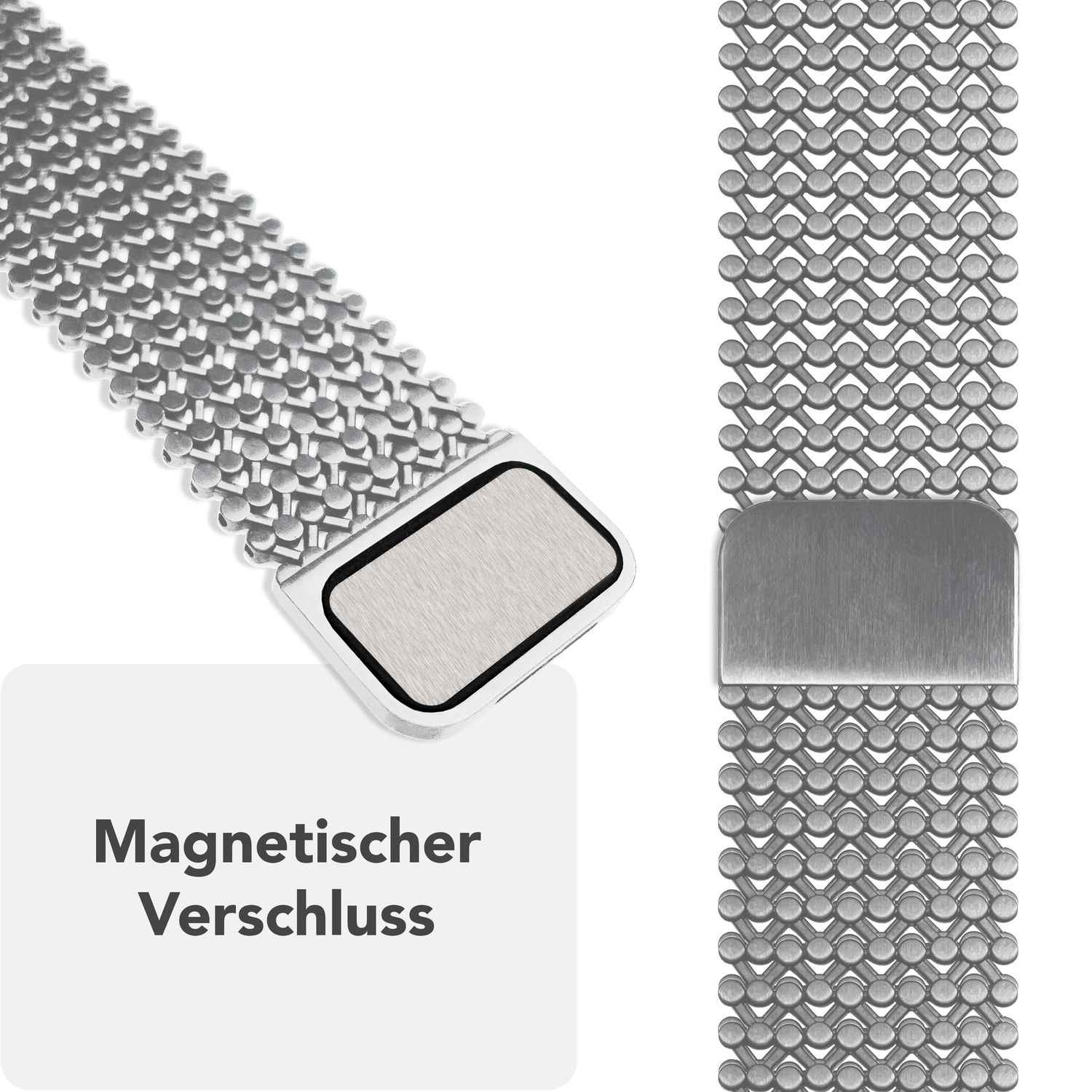 NALIA Alvia Mesh Loop Armband für Apple Watch Ultra/SE/10/9/8/7/6/5/4/3/2/1, Gehäusegröße 42/44/45/46/49mm, Atmungsaktives Magnetisches Edelstahl Ersatzarmband