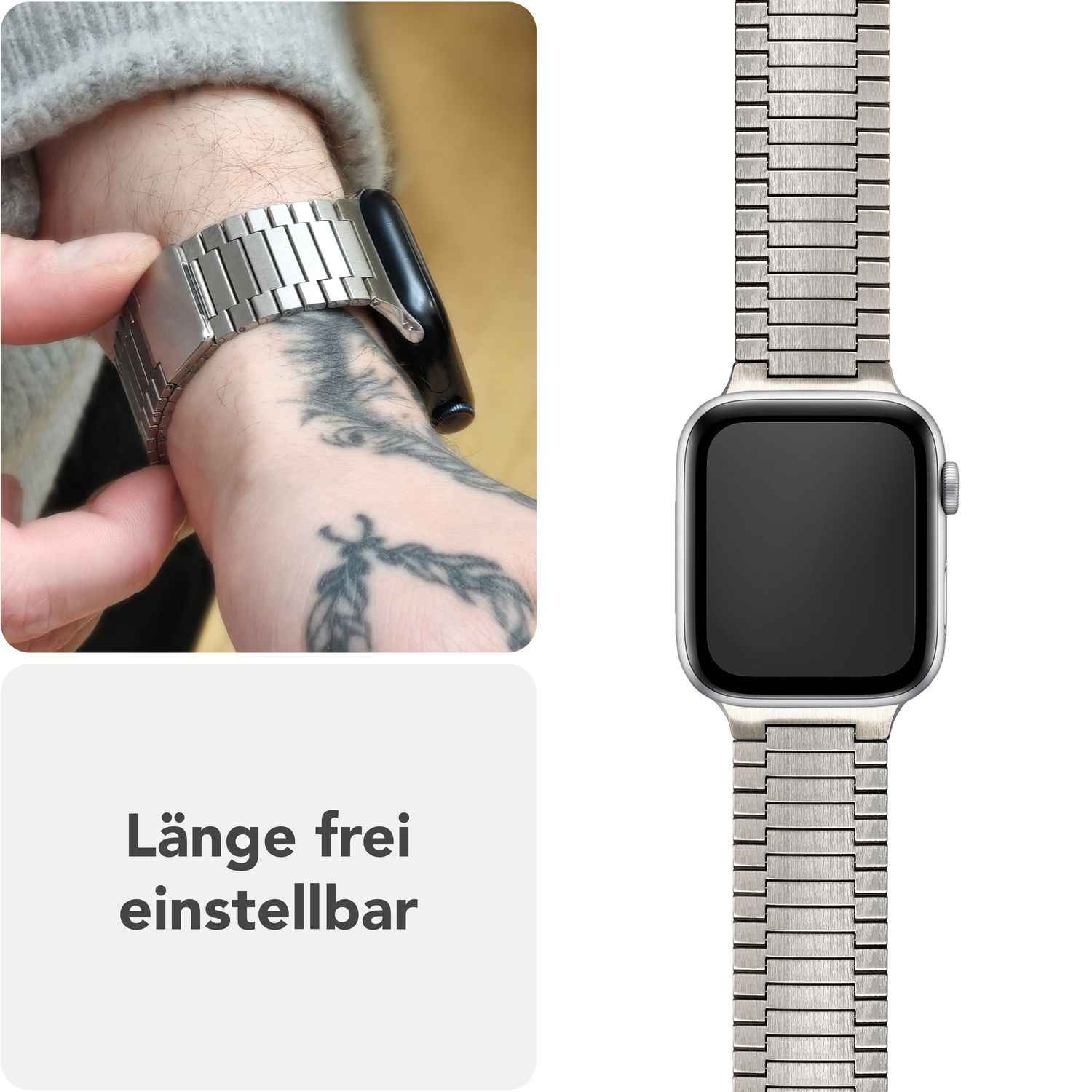 NALIA Chronos Edelstahl Armband für Apple Watch SE/10/9/8/7/6/5/4/3/2/1, Gehäusegröße 38/40/41/42mm, Magnetisches Metall Loop Ersatzarmband